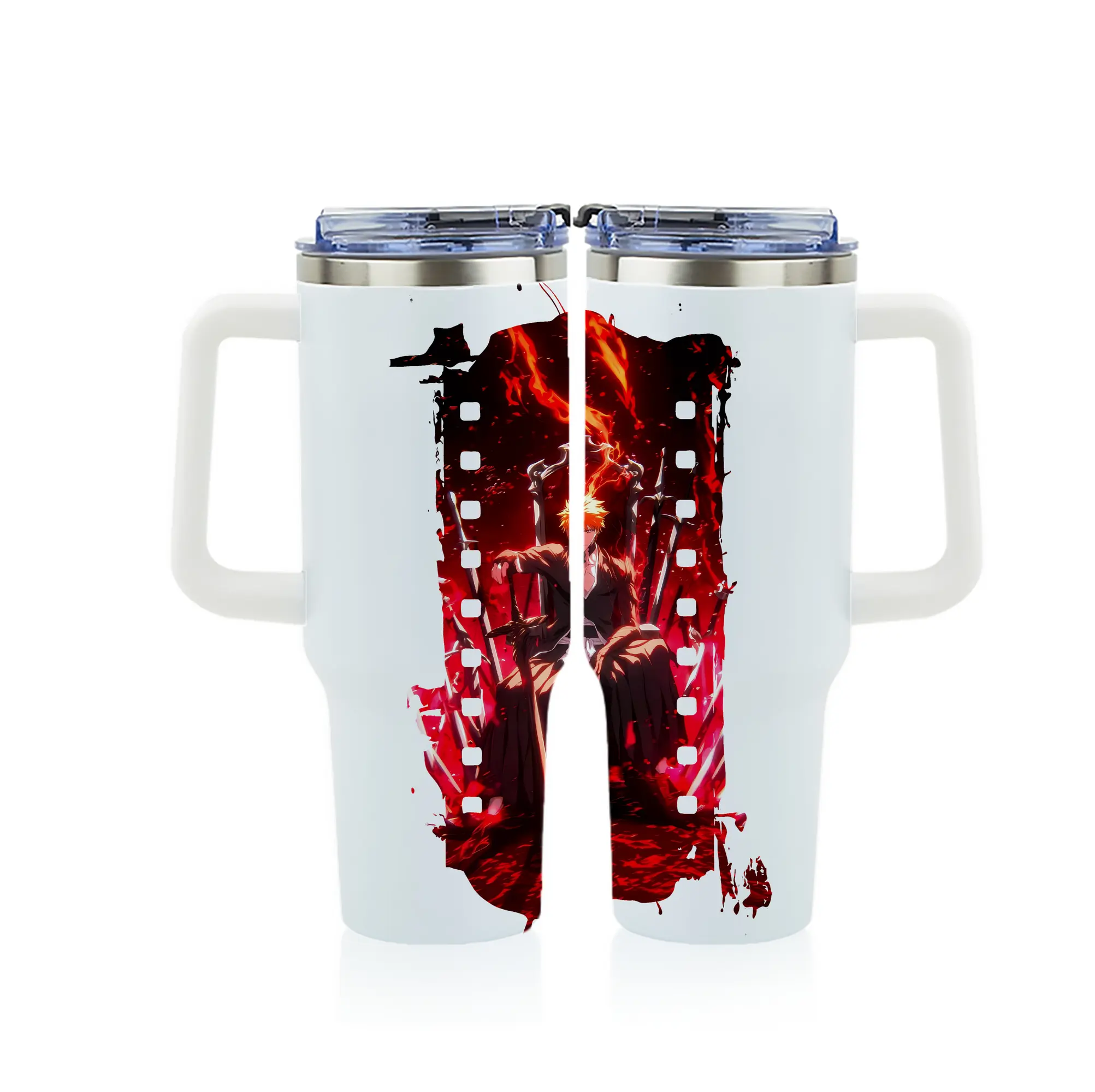 ブリーチ グッズ 黒崎 一護 - 1200mL フルプリント車用タンブラー ・ 304ステンレス 内側 ・ 201ステンレス 外側 ・ 保温 保冷 ・ 通勤 ドライブ アウトドア用