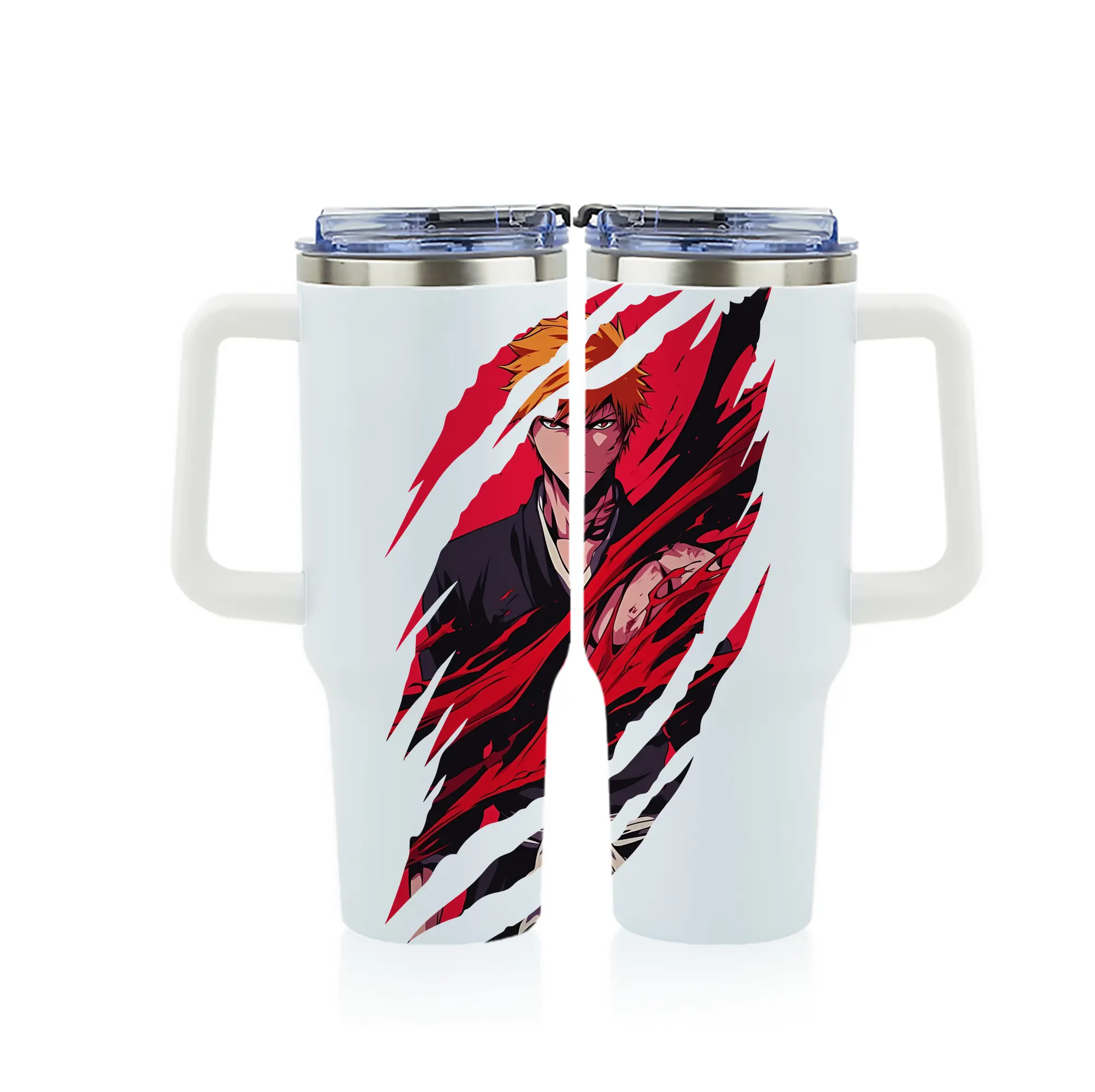 ブリーチ グッズ 黒崎 一護 - 1200mL フルプリント車用タンブラー ・ 304ステンレス 内側 ・ 201ステンレス 外側 ・ 保温 保冷 ・ 通勤 ドライブ アウトドア用