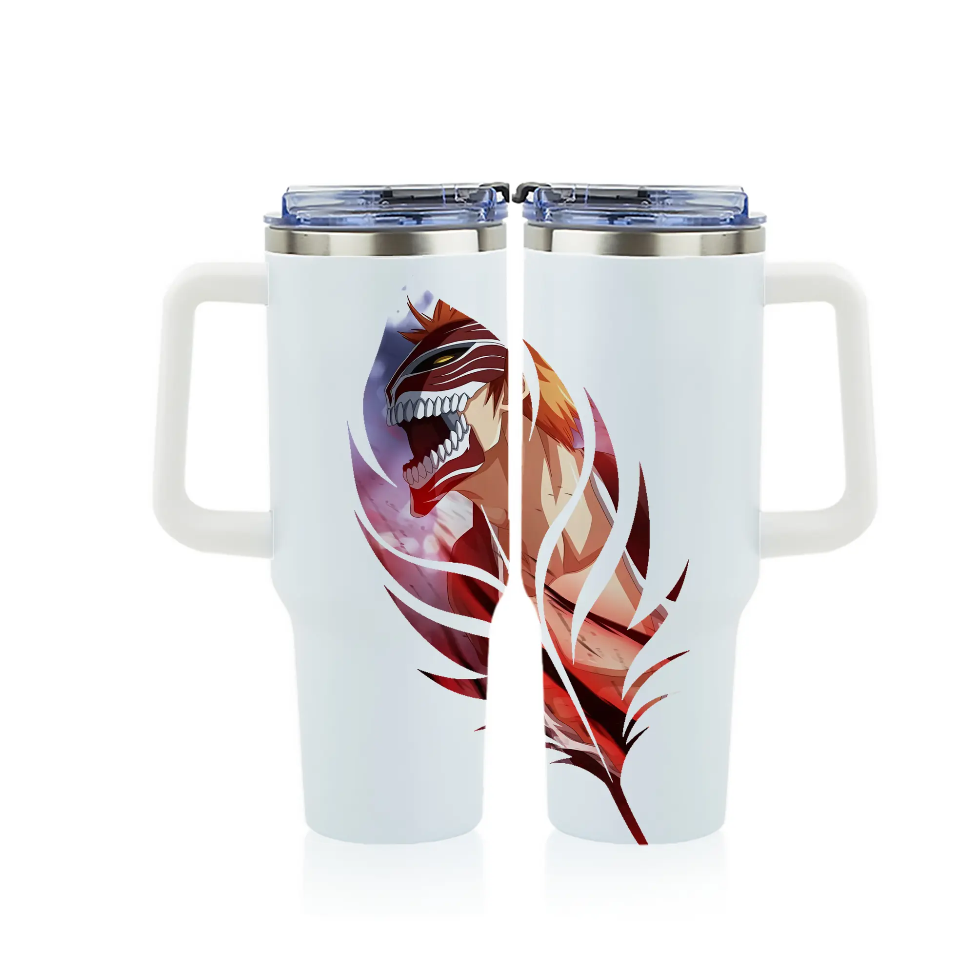 ブリーチ グッズ 黒崎 一護 - 1200mL フルプリント車用タンブラー ・ 304ステンレス 内側 ・ 201ステンレス 外側 ・ 保温 保冷 ・ 通勤 ドライブ アウトドア用