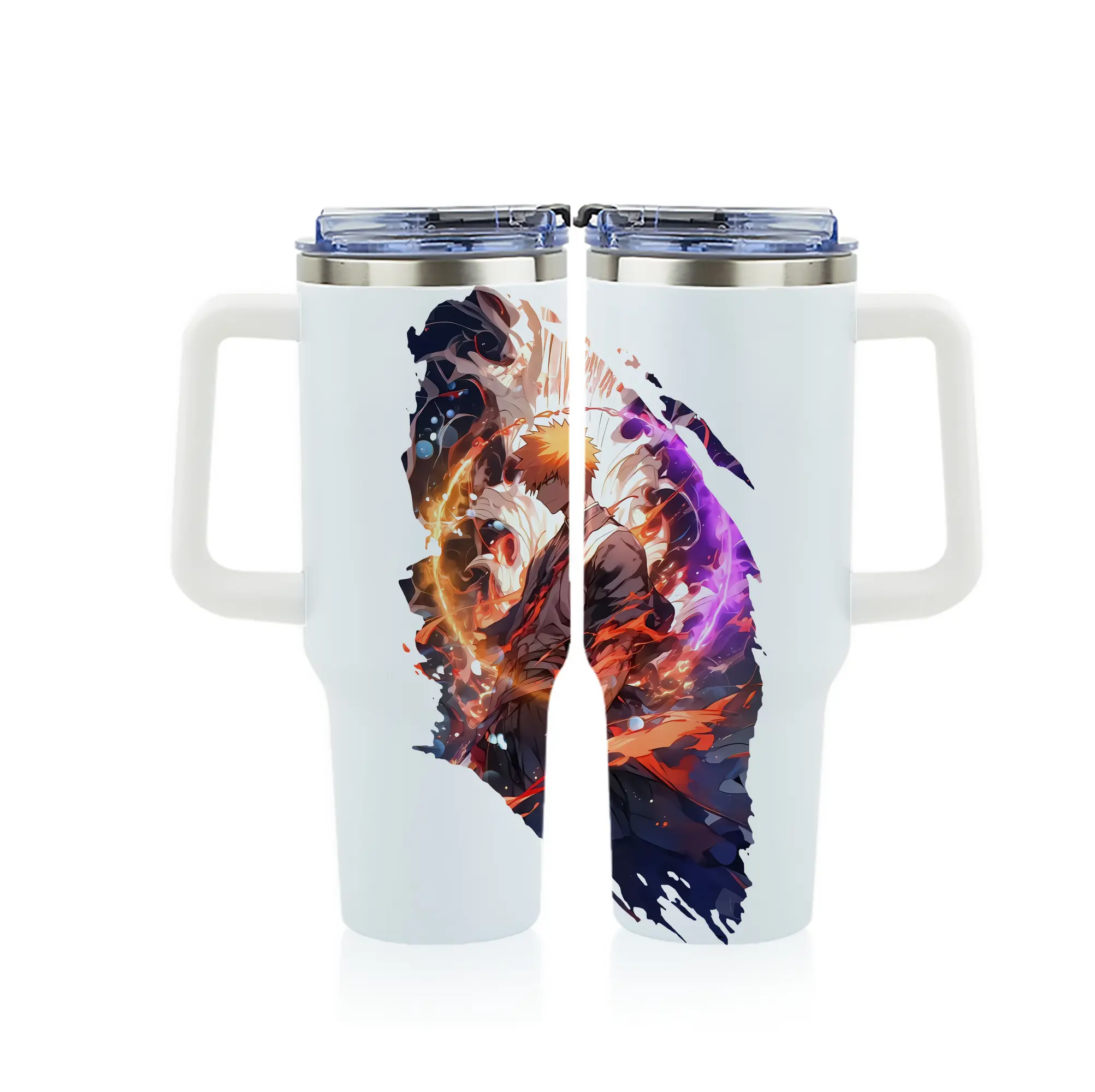 ブリーチ グッズ 黒崎 一護 - 1200mL フルプリント車用タンブラー ・ 304ステンレス 内側 ・ 201ステンレス 外側 ・ 保温 保冷 ・ 通勤 ドライブ アウトドア用