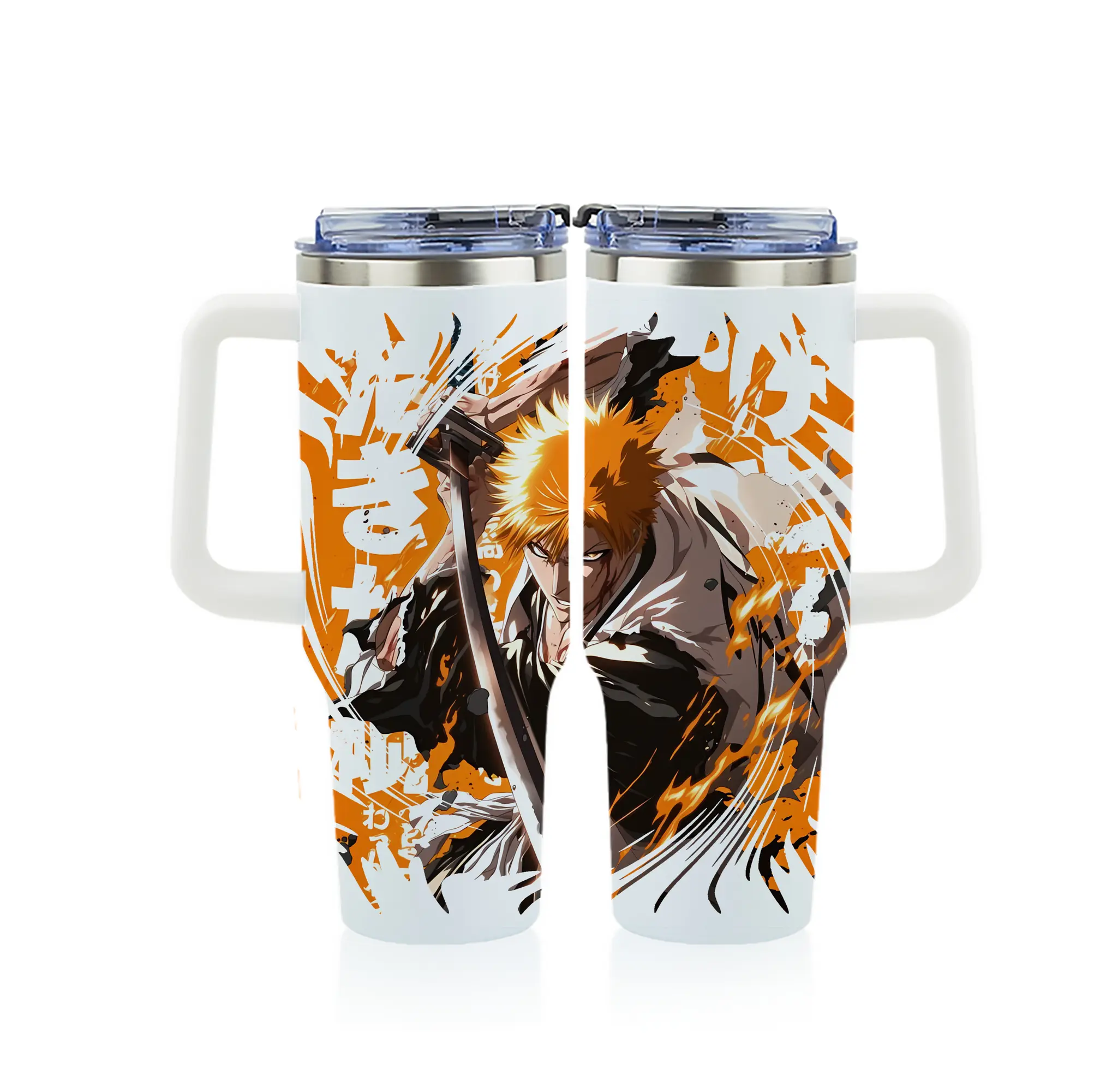 ブリーチ グッズ 黒崎 一護 - 1200mL フルプリント車用タンブラー ・ 304ステンレス 内側 ・ 201ステンレス 外側 ・ 保温 保冷 ・ 通勤 ドライブ アウトドア用