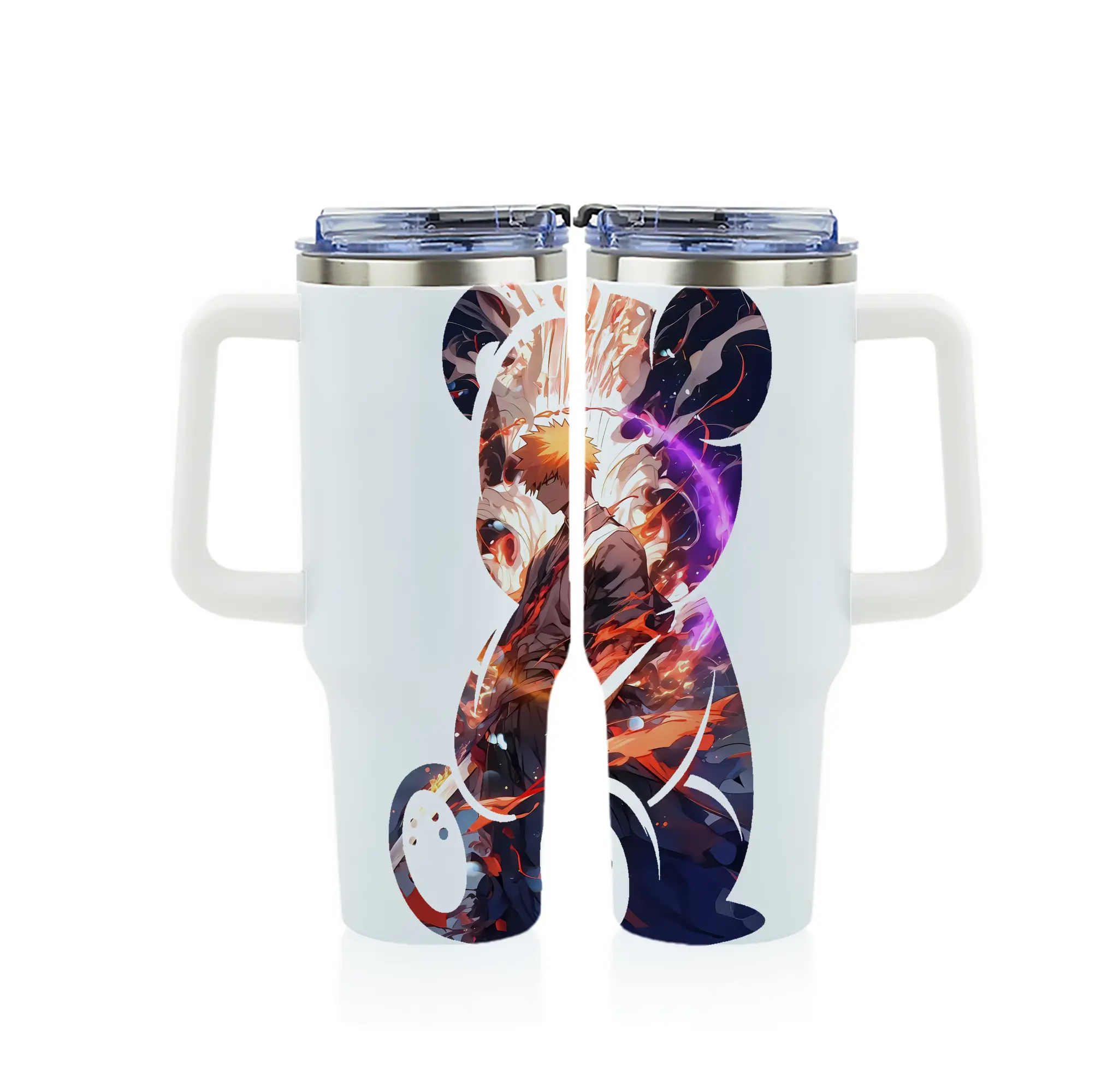 ブリーチ グッズ 黒崎 一護 - 1200mL フルプリント車用タンブラー ・ 304ステンレス 内側 ・ 201ステンレス 外側 ・ 保温 保冷 ・ 通勤 ドライブ アウトドア用