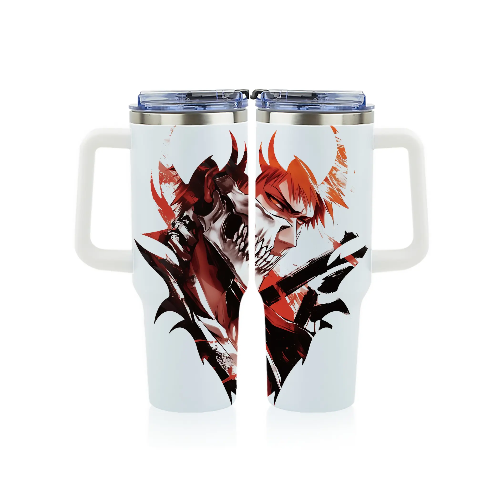 ブリーチ グッズ 黒崎 一護 - 1200mL フルプリント車用タンブラー ・ 304ステンレス 内側 ・ 201ステンレス 外側 ・ 保温 保冷 ・ 通勤 ドライブ アウトドア用