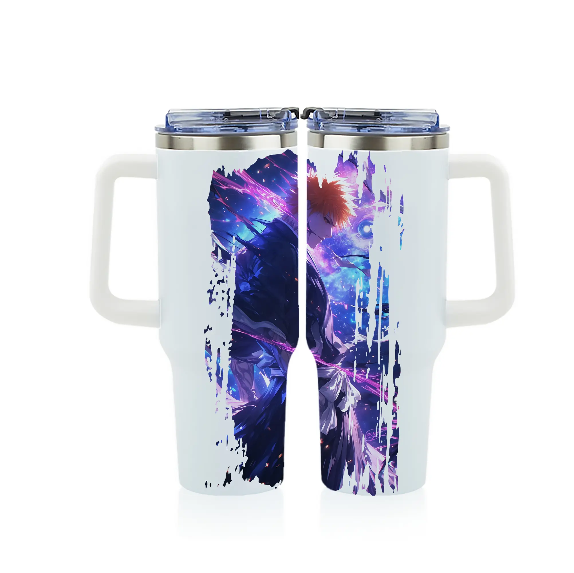 ブリーチ グッズ 黒崎 一護 - 1200mL フルプリント車用タンブラー ・ 304ステンレス 内側 ・ 201ステンレス 外側 ・ 保温 保冷 ・ 通勤 ドライブ アウトドア用