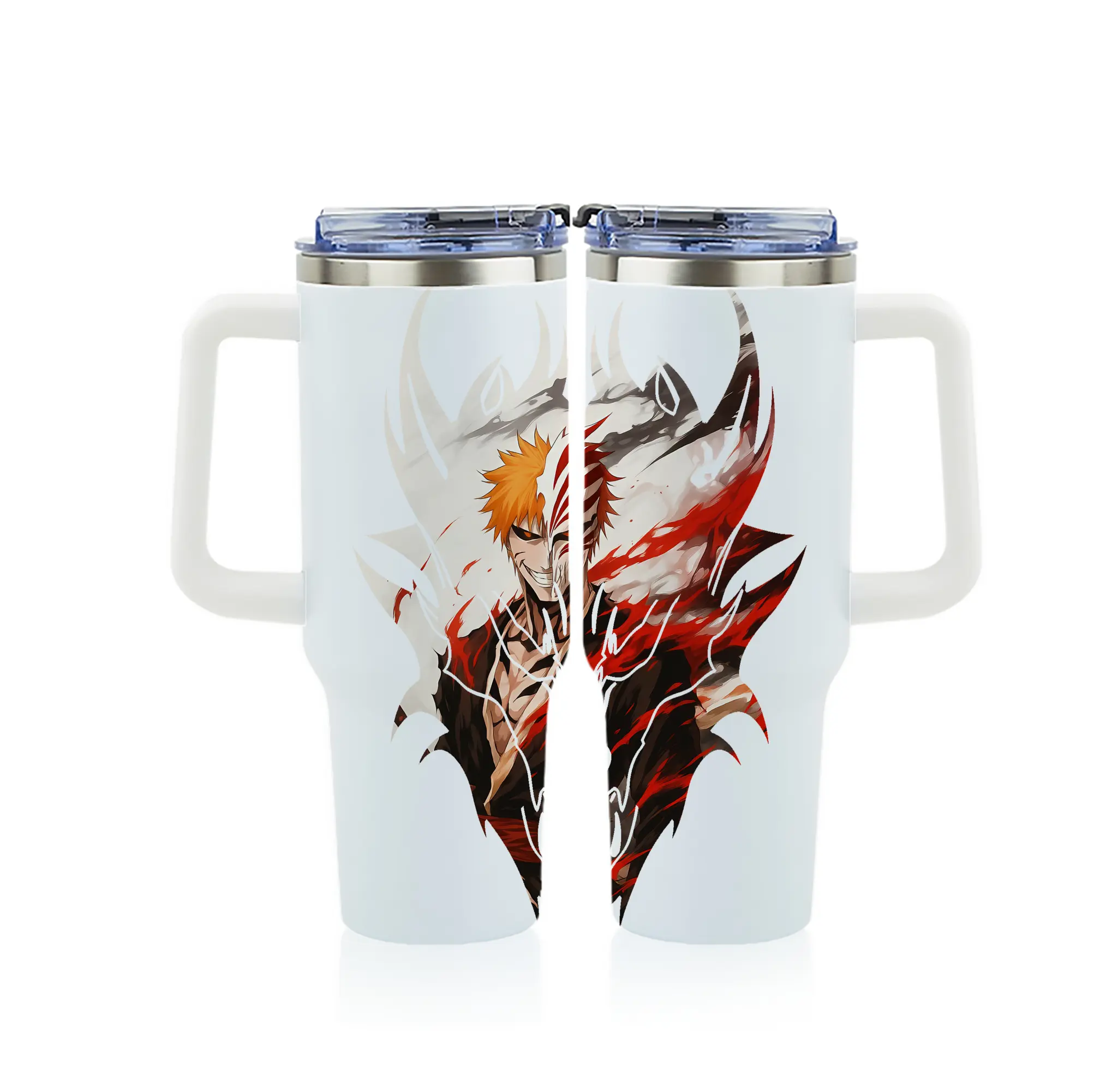 ブリーチ グッズ 黒崎 一護 - 1200mL フルプリント車用タンブラー ・ 304ステンレス 内側 ・ 201ステンレス 外側 ・ 保温 保冷 ・ 通勤 ドライブ アウトドア用