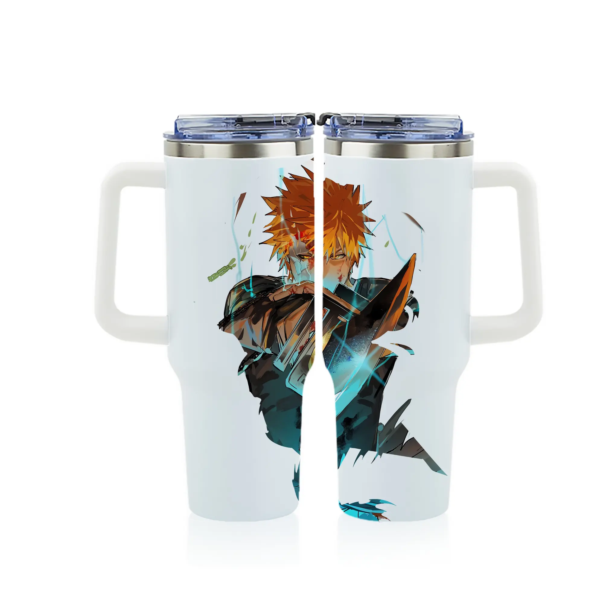 ブリーチ グッズ 黒崎 一護 - 1200mL フルプリント車用タンブラー ・ 304ステンレス 内側 ・ 201ステンレス 外側 ・ 保温 保冷 ・ 通勤 ドライブ アウトドア用