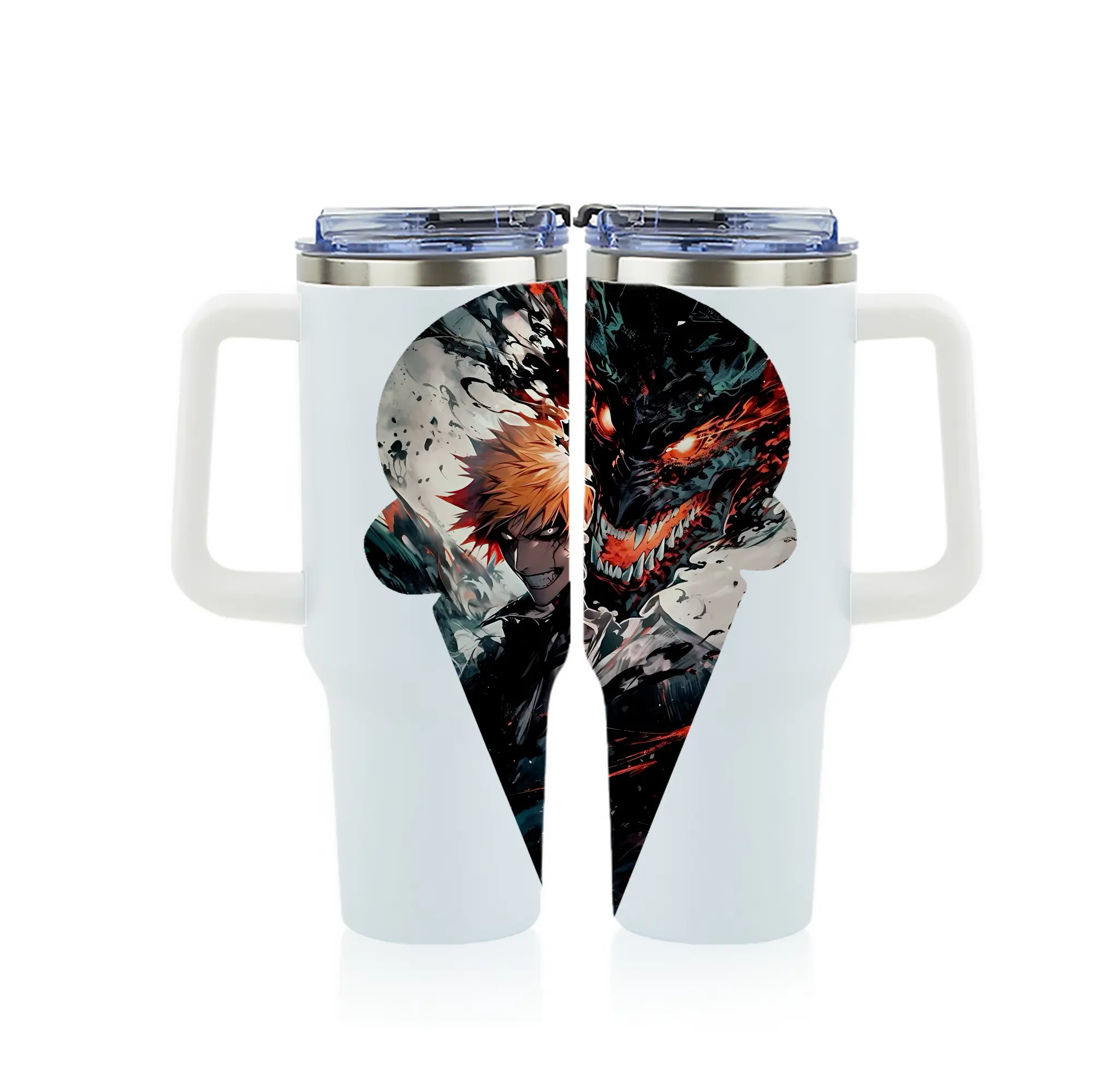 ブリーチ グッズ 黒崎 一護 - 1200mL フルプリント車用タンブラー ・ 304ステンレス 内側 ・ 201ステンレス 外側 ・ 保温 保冷 ・ 通勤 ドライブ アウトドア用