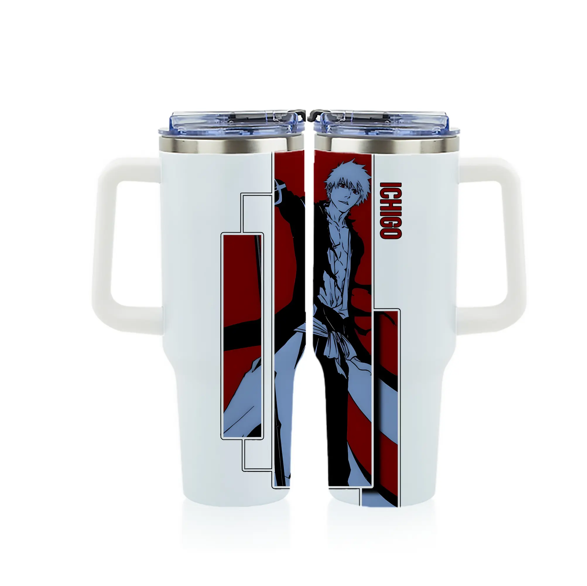 ブリーチ グッズ 黒崎 一護 - 1200mL フルプリント車用タンブラー ・ 304ステンレス 内側 ・ 201ステンレス 外側 ・ 保温 保冷 ・ 通勤 ドライブ アウトドア用