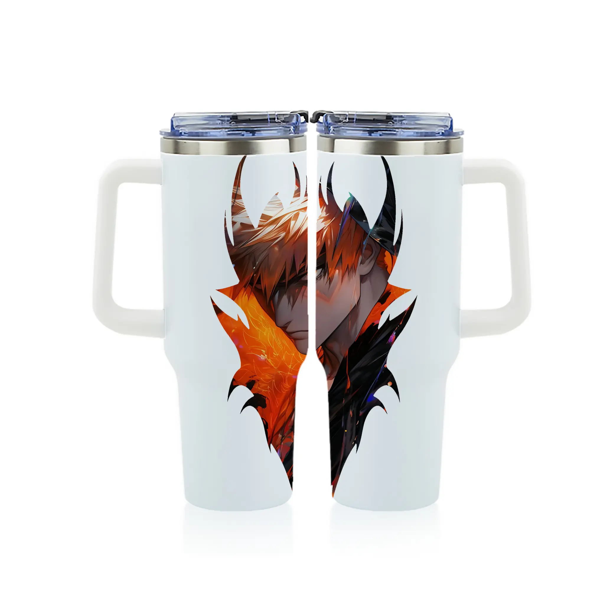 ブリーチ グッズ 黒崎 一護 - 1200mL フルプリント車用タンブラー ・ 304ステンレス 内側 ・ 201ステンレス 外側 ・ 保温 保冷 ・ 通勤 ドライブ アウトドア用