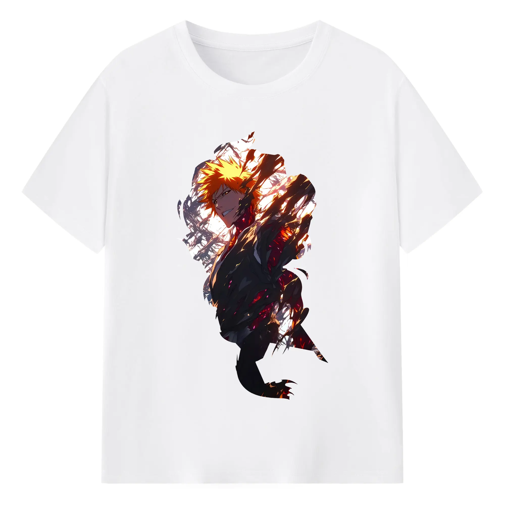 ブリーチ グッズ 黒崎 一護 - 綿100％ 半袖Tシャツ ・ フロントプリント ・ 快適 通気性 ・ 日常使い 散歩 スポーツ用