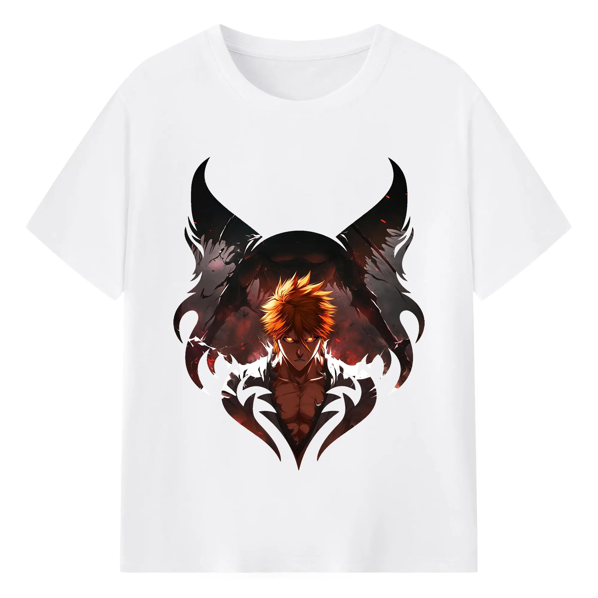 ブリーチ グッズ 黒崎 一護 - 綿100％ 半袖Tシャツ ・ フロントプリント ・ 快適 通気性 ・ 日常使い 散歩 スポーツ用