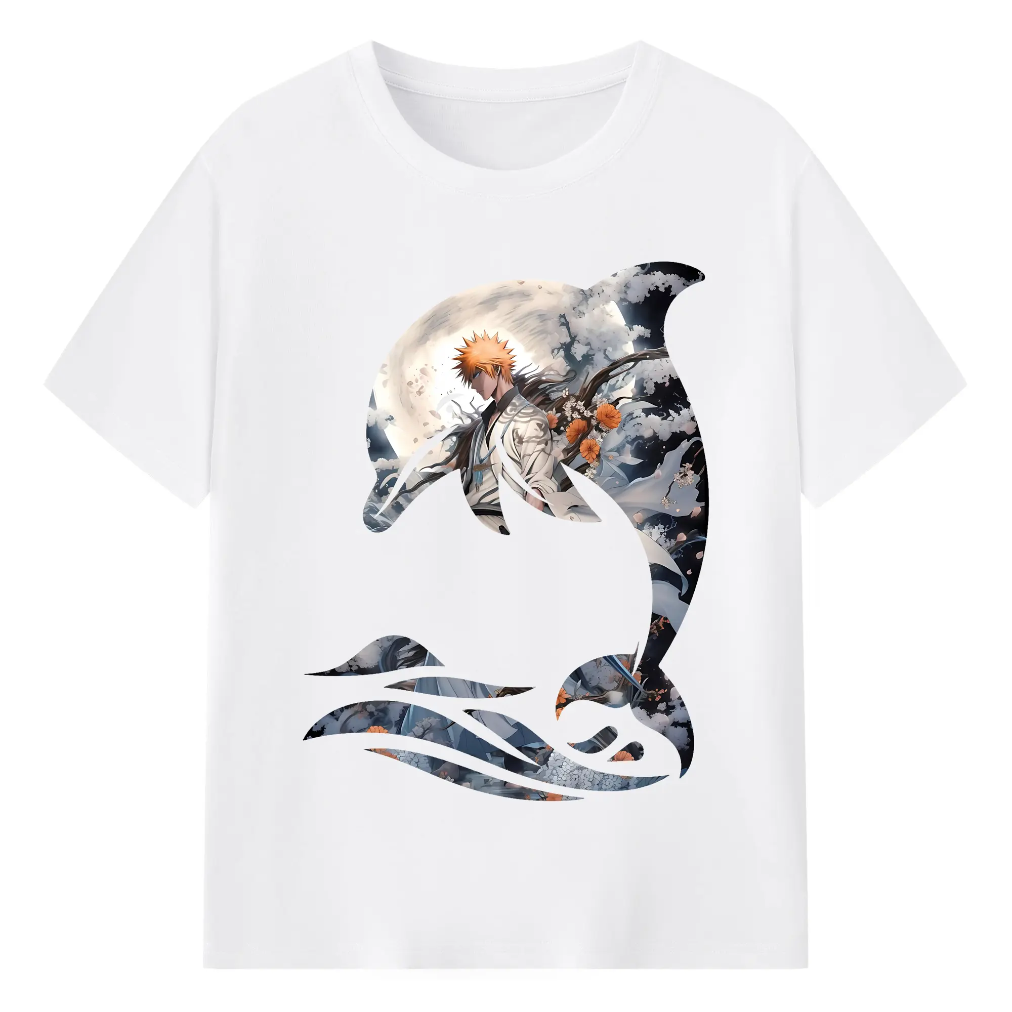 ブリーチ グッズ 黒崎 一護 - 綿100％ 半袖Tシャツ ・ フロントプリント ・ 快適 通気性 ・ 日常使い 散歩 スポーツ用