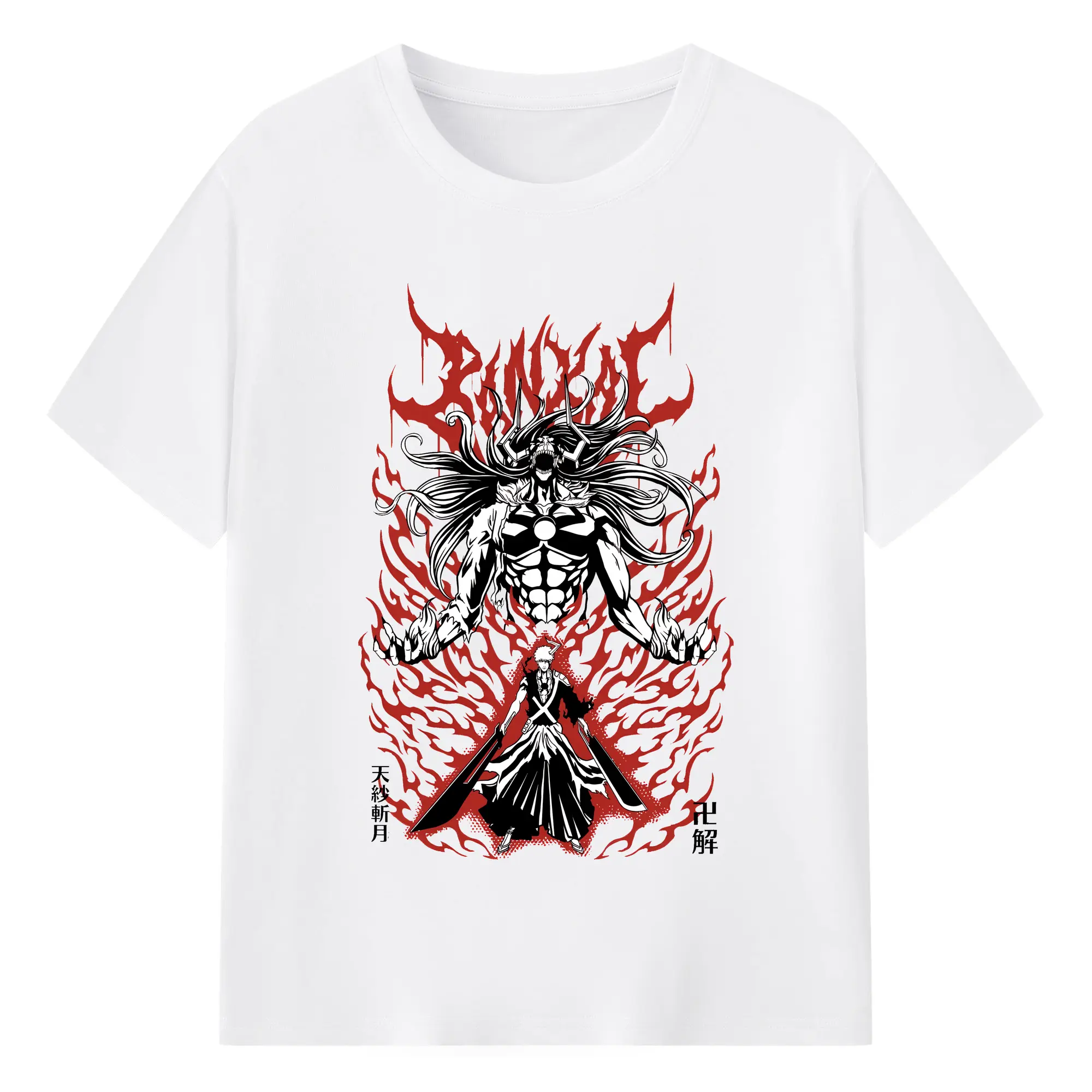 ブリーチ グッズ 黒崎 一護 - 綿100％ 半袖Tシャツ ・ フロントプリント ・ 快適 通気性 ・ 日常使い 散歩 スポーツ用