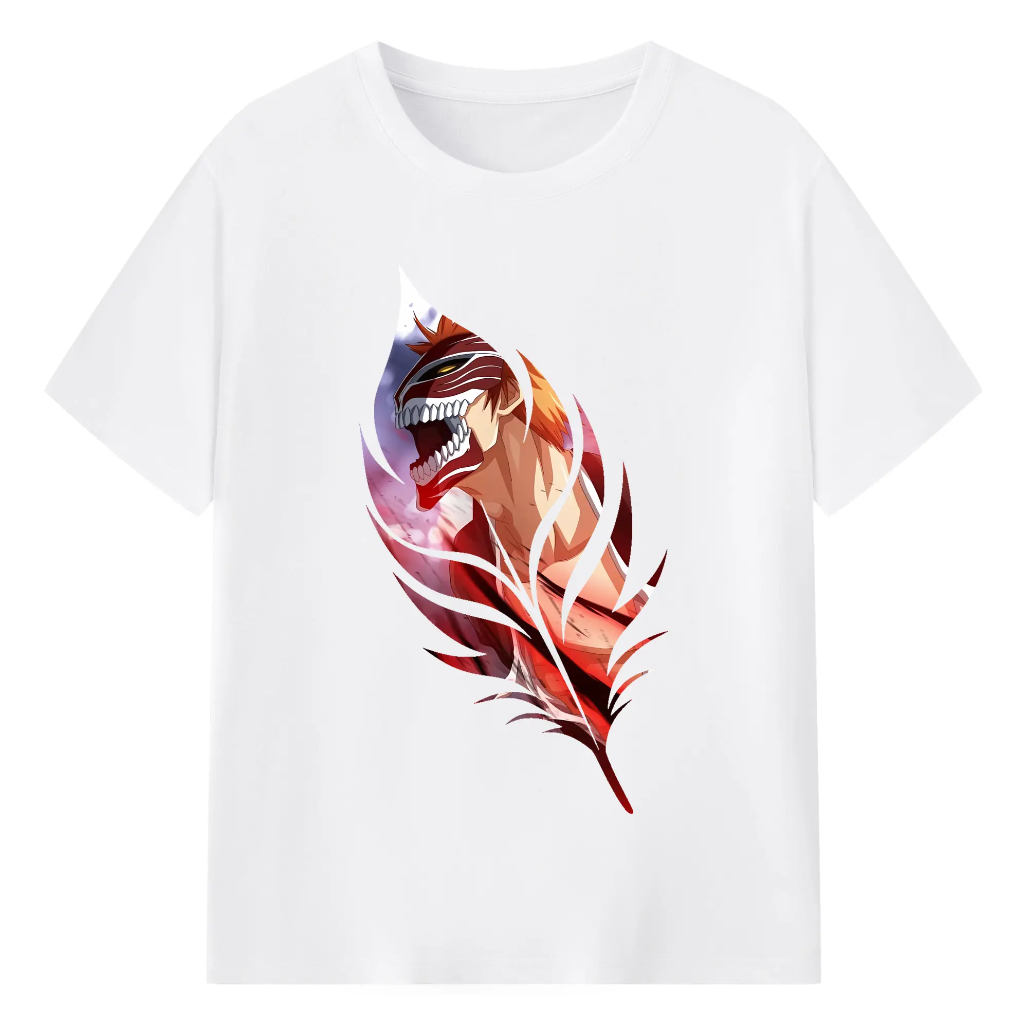 ブリーチ グッズ 黒崎 一護 - 綿100％ 半袖Tシャツ ・ フロントプリント ・ 快適 通気性 ・ 日常使い 散歩 スポーツ用