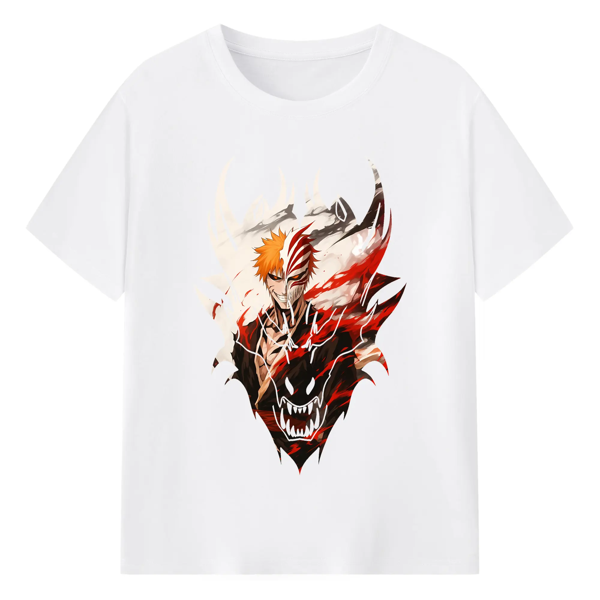 ブリーチ グッズ 黒崎 一護 - 綿100％ 半袖Tシャツ ・ フロントプリント ・ 快適 通気性 ・ 日常使い 散歩 スポーツ用