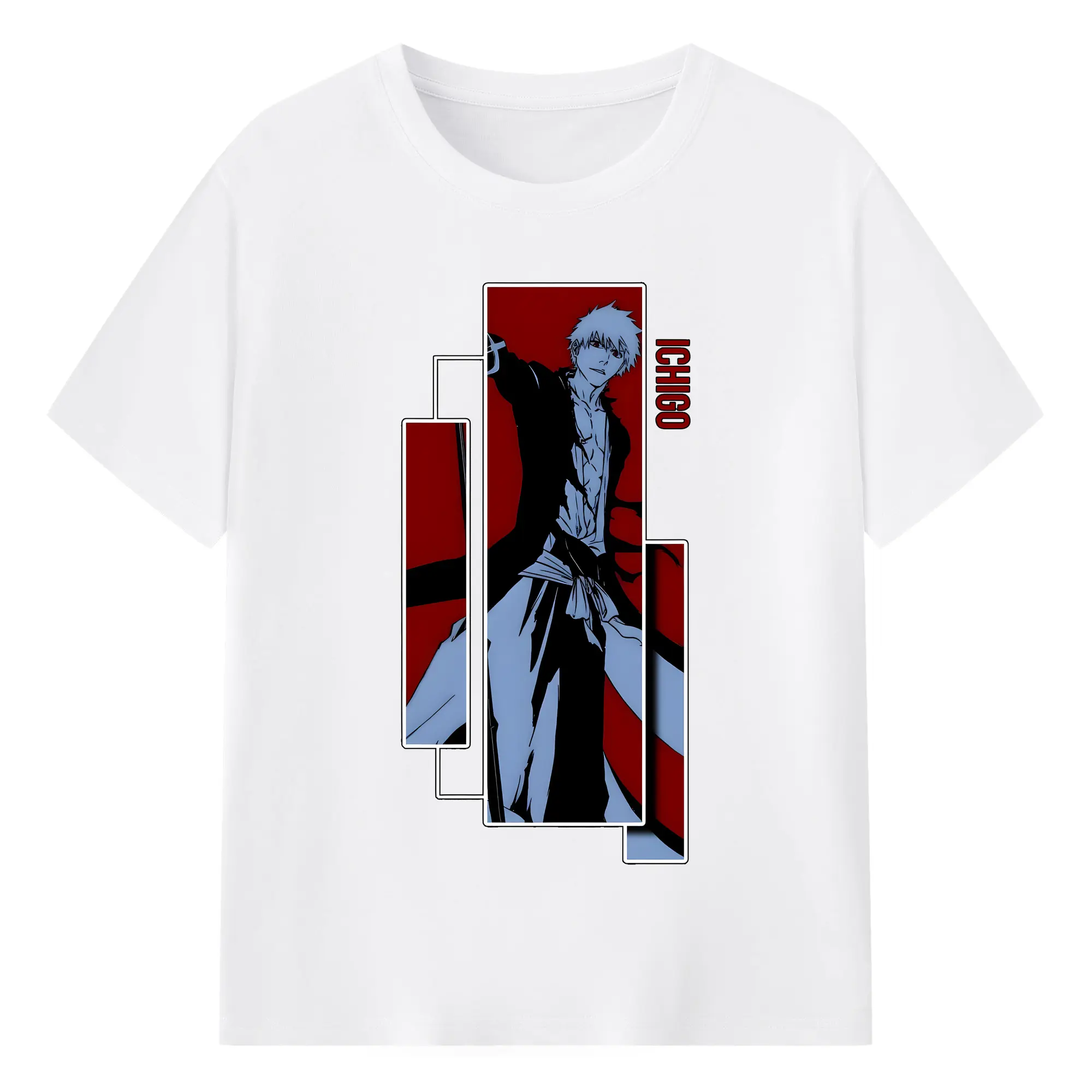 ブリーチ グッズ 黒崎 一護 - 綿100％ 半袖Tシャツ ・ フロントプリント ・ 快適 通気性 ・ 日常使い 散歩 スポーツ用