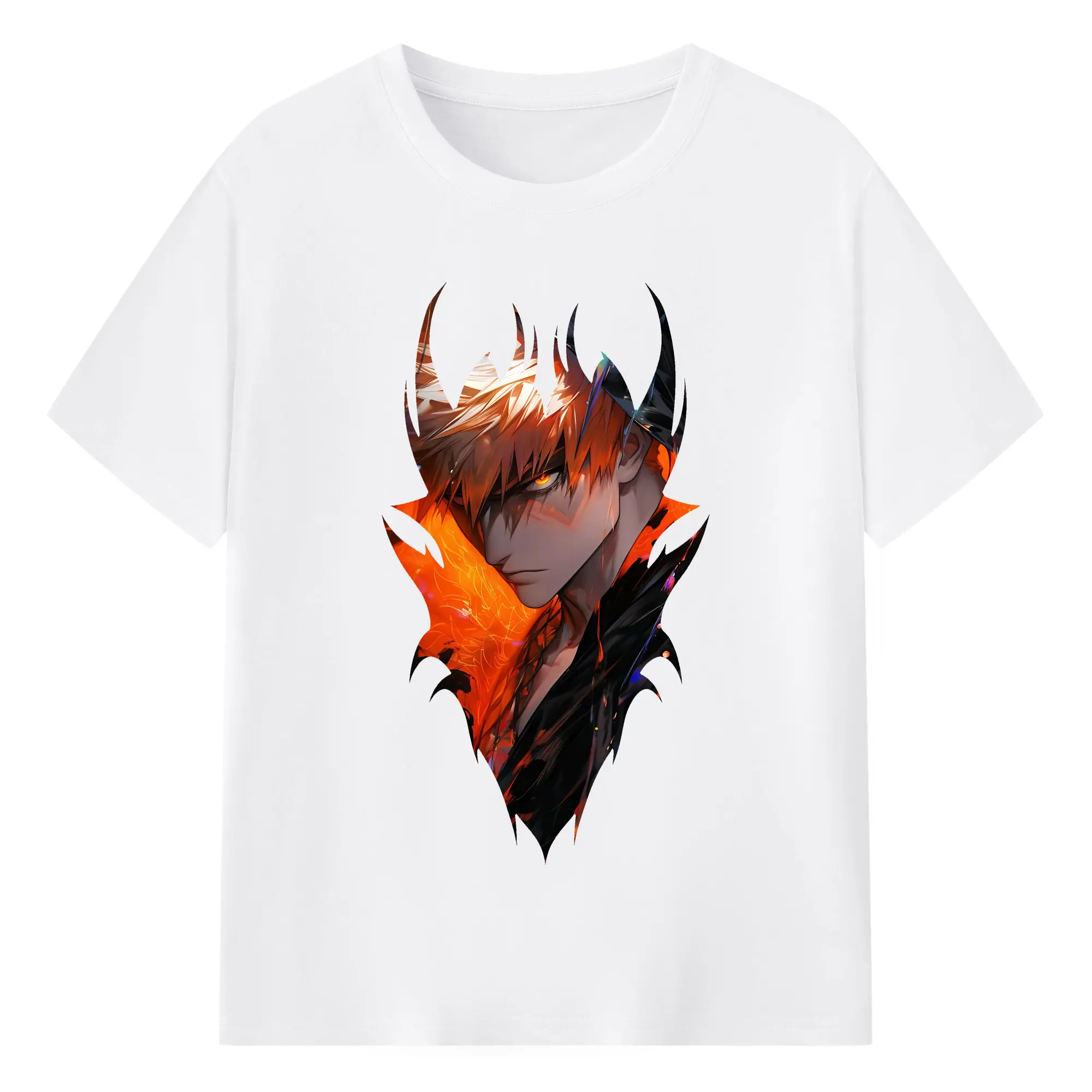 ブリーチ グッズ 黒崎 一護 - 綿100％ 半袖Tシャツ ・ フロントプリント ・ 快適 通気性 ・ 日常使い 散歩 スポーツ用