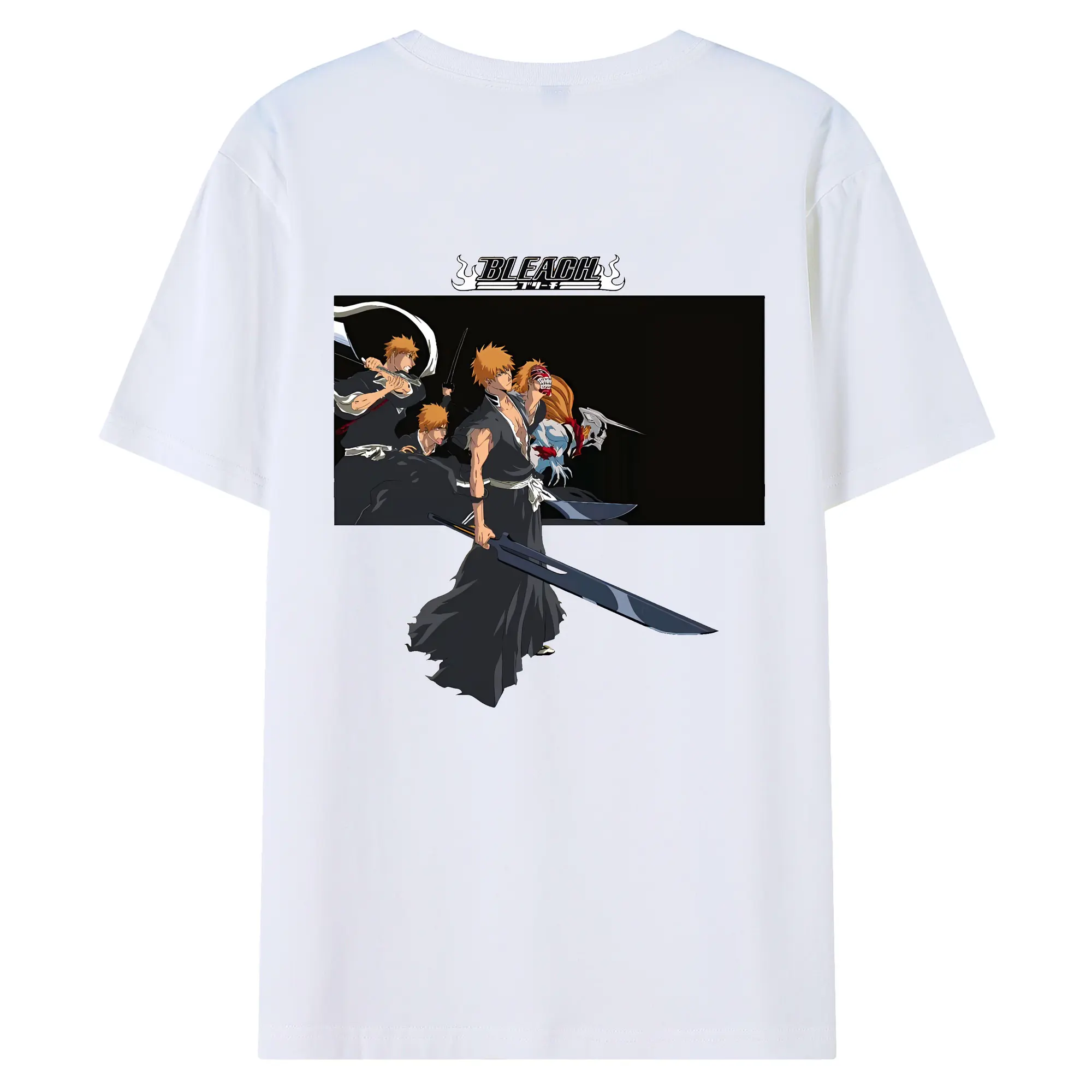 ブリーチ グッズ 黒崎 一護 - 綿100％ 半袖Tシャツ ・ バックプリント ・ 快適 通気性 ・ 日常使い 散歩 スポーツ用