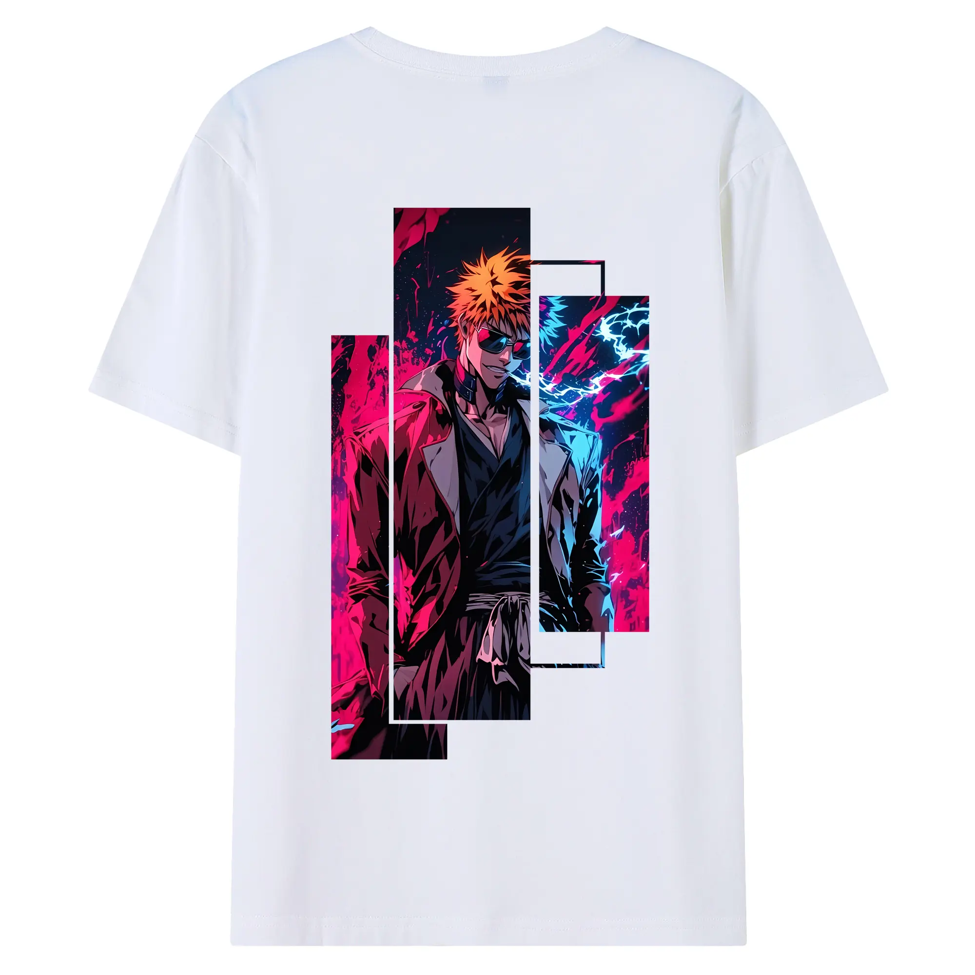 ブリーチ グッズ 黒崎 一護 - 綿100％ 半袖Tシャツ ・ バックプリント ・ 快適 通気性 ・ 日常使い 散歩 スポーツ用