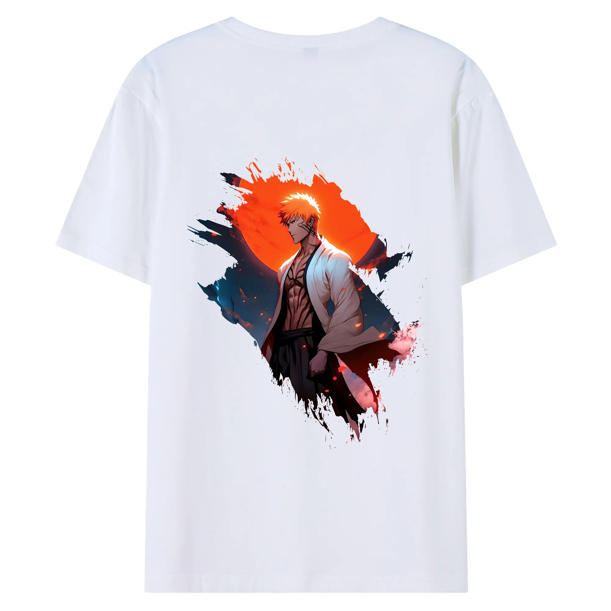 ブリーチ グッズ 黒崎 一護 - 綿100％ 半袖Tシャツ ・ バックプリント ・ 快適 通気性 ・ 日常使い 散歩 スポーツ用