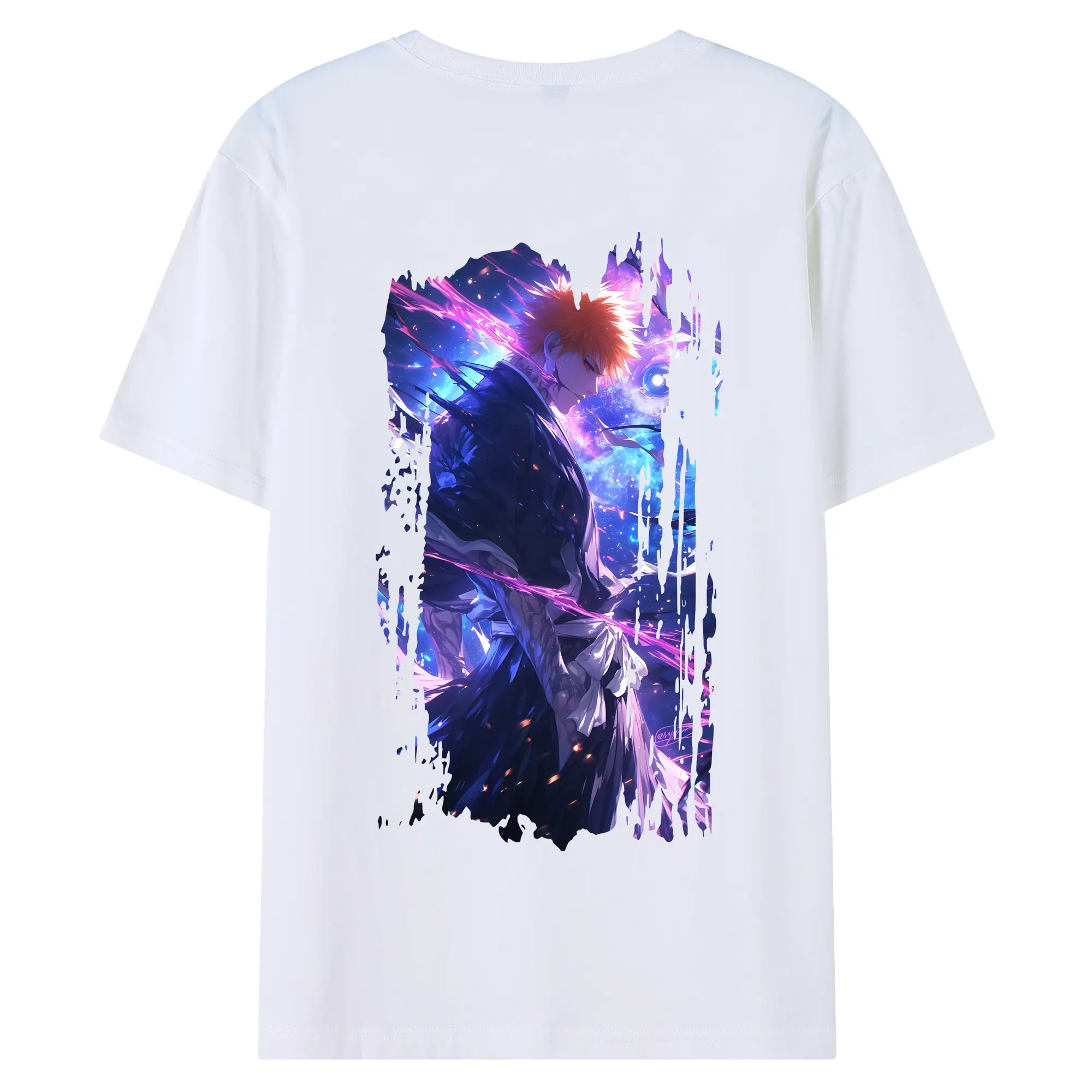 ブリーチ グッズ 黒崎 一護 - 綿100％ 半袖Tシャツ ・ バックプリント ・ 快適 通気性 ・ 日常使い 散歩 スポーツ用