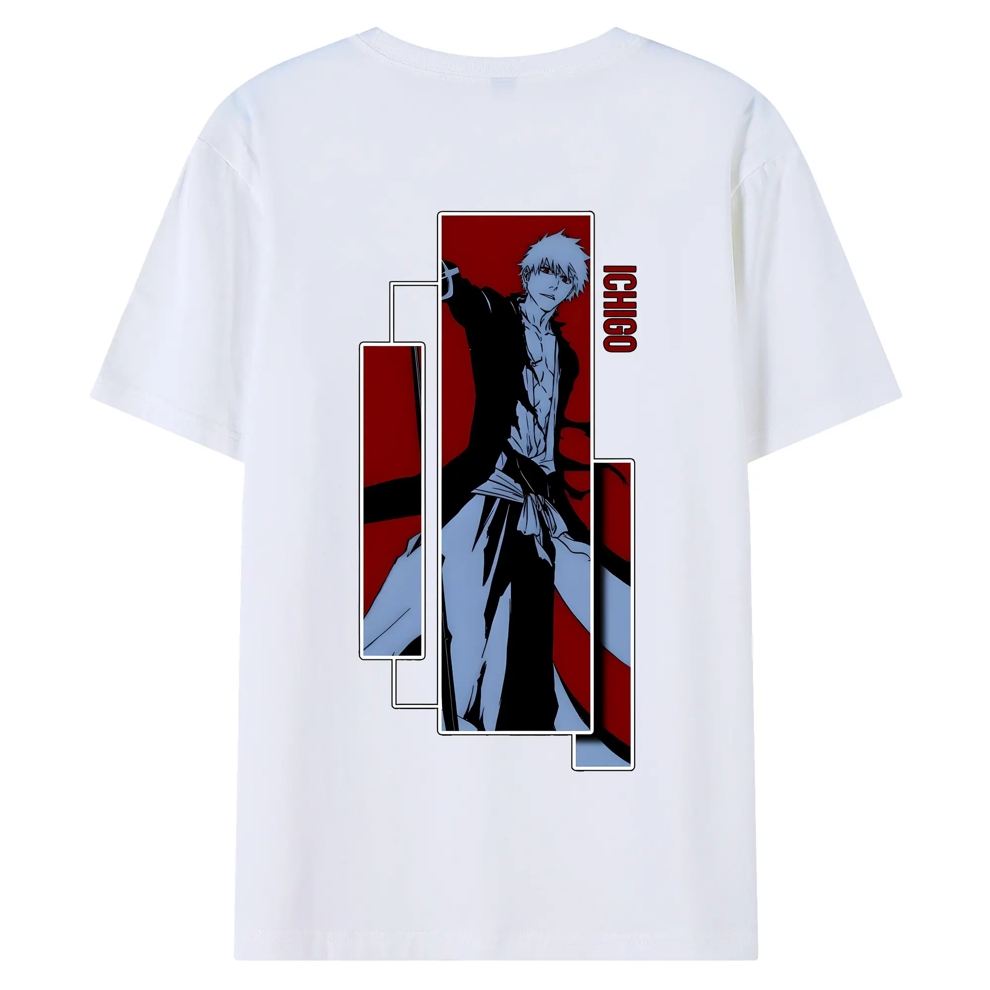 ブリーチ グッズ 黒崎 一護 - 綿100％ 半袖Tシャツ ・ バックプリント ・ 快適 通気性 ・ 日常使い 散歩 スポーツ用