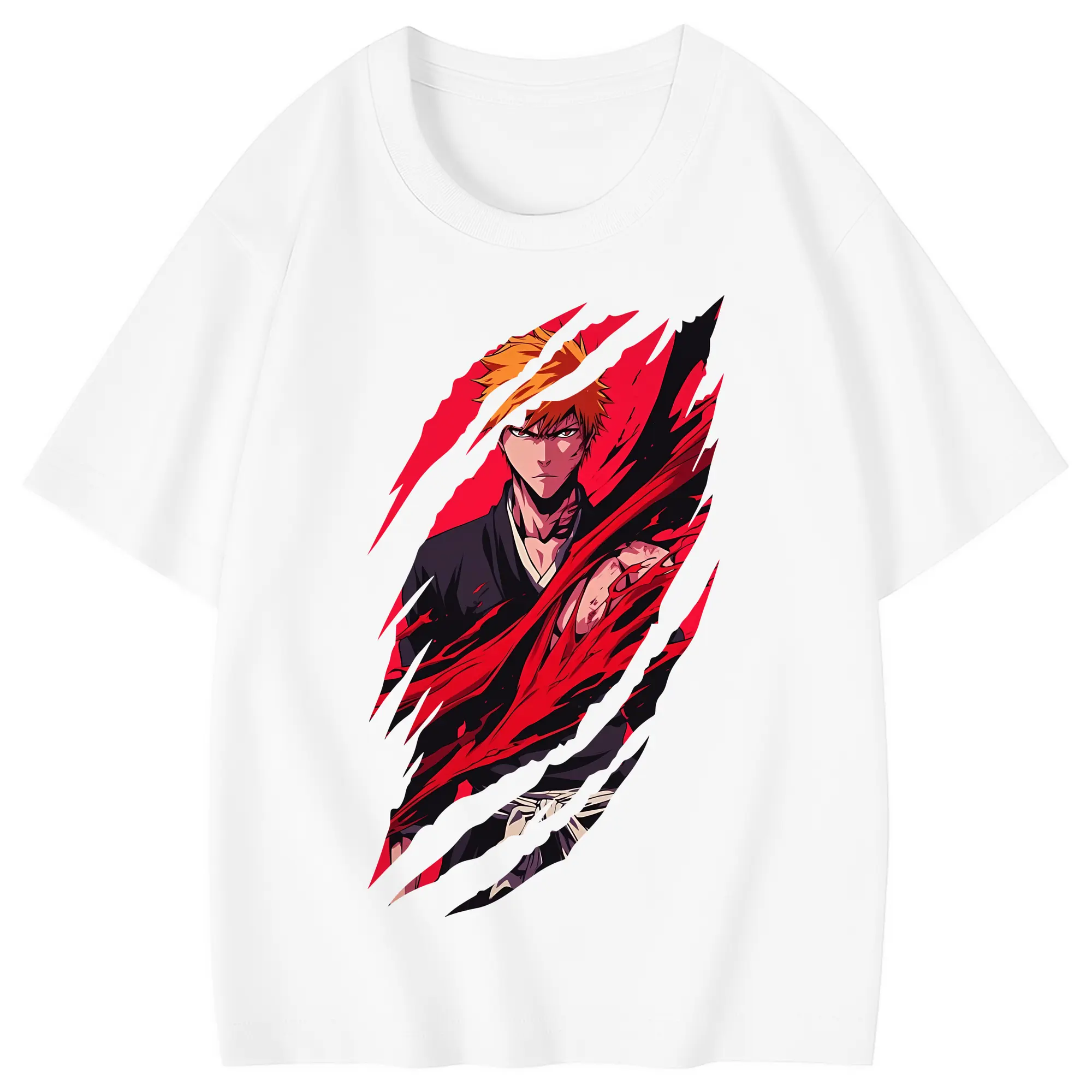 ブリーチ グッズ 黒崎 一護 - 綿100％ キッズTシャツ ・ フロントプリント ・ 快適 通気性 ・ スポーツ カジュアル 散歩用