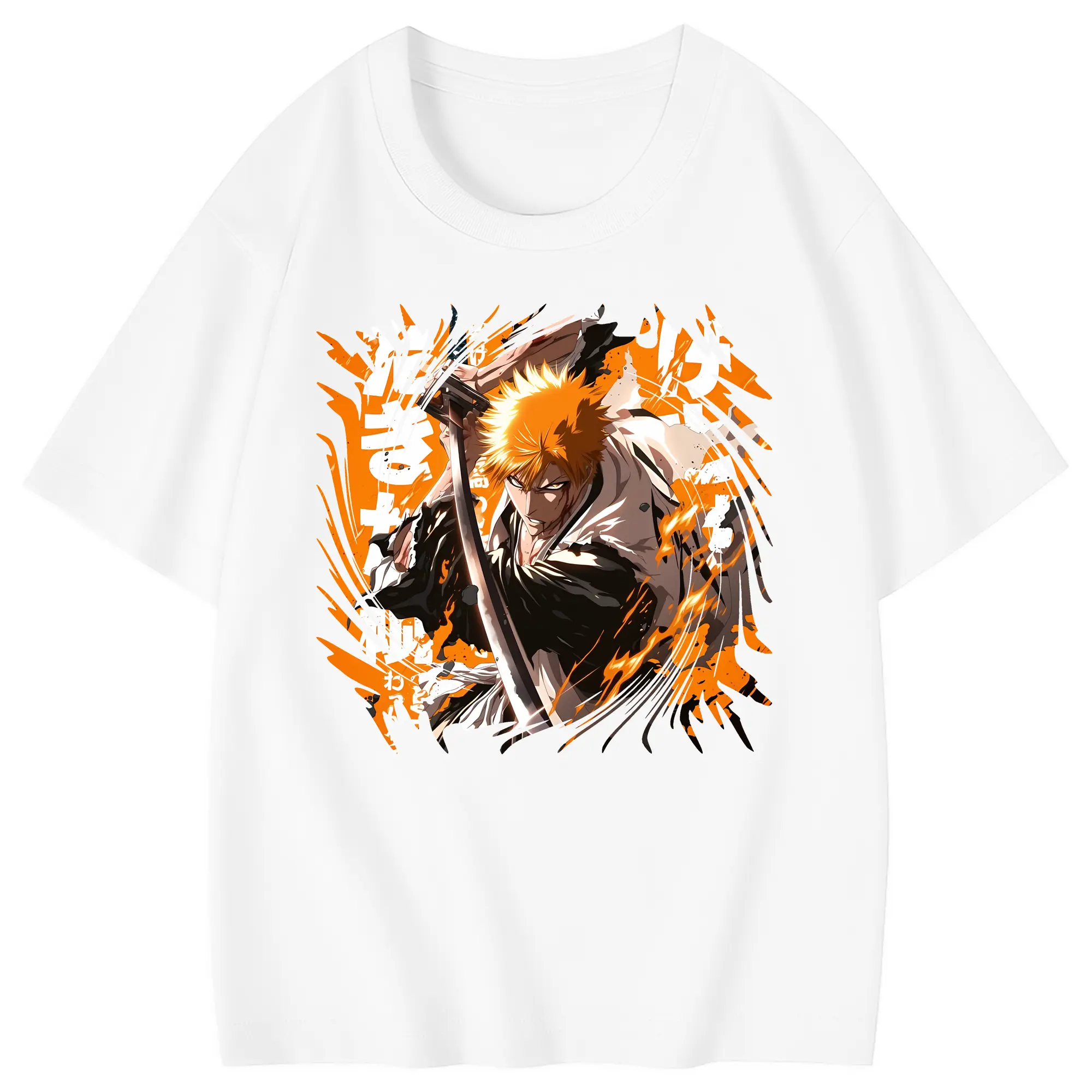 ブリーチ グッズ 黒崎 一護 - 綿100％ キッズTシャツ ・ フロントプリント ・ 快適 通気性 ・ スポーツ カジュアル 散歩用