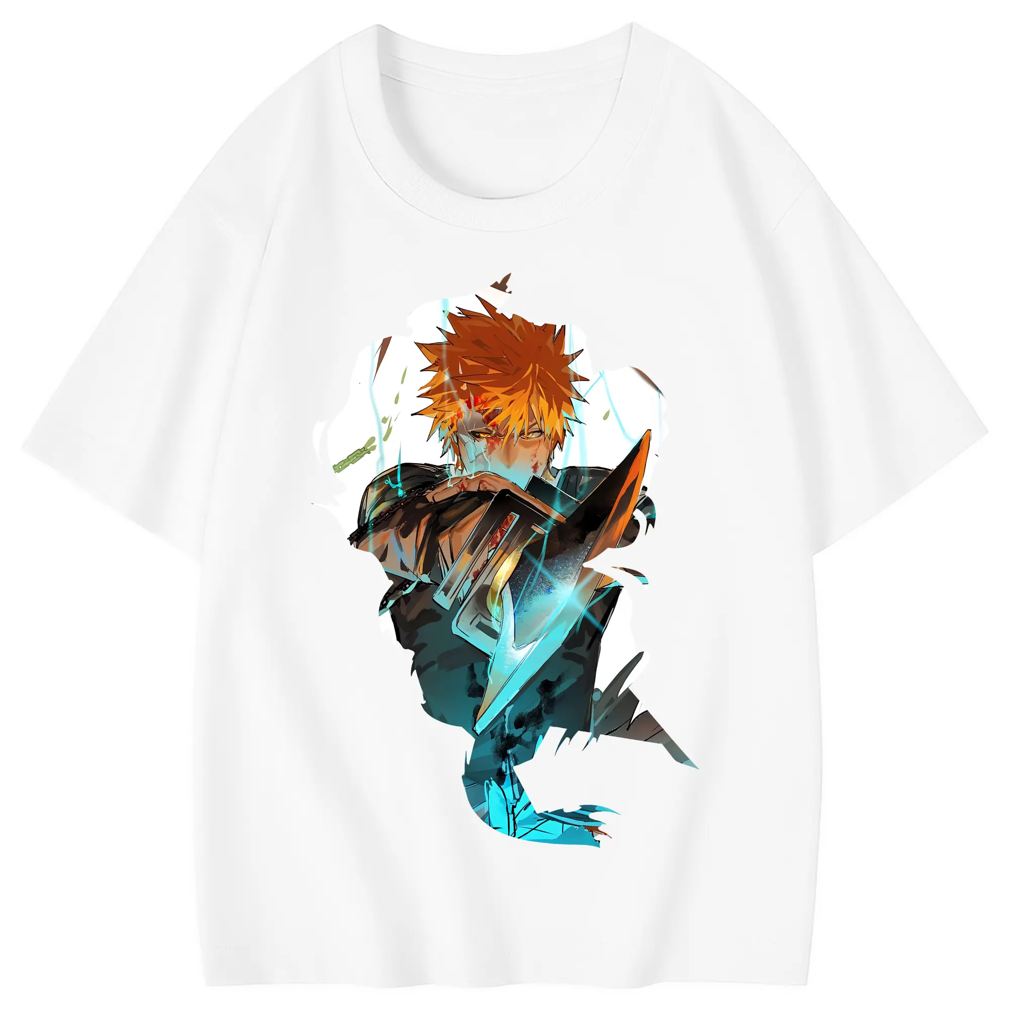 ブリーチ グッズ 黒崎 一護 - 綿100％ キッズTシャツ ・ フロントプリント ・ 快適 通気性 ・ スポーツ カジュアル 散歩用