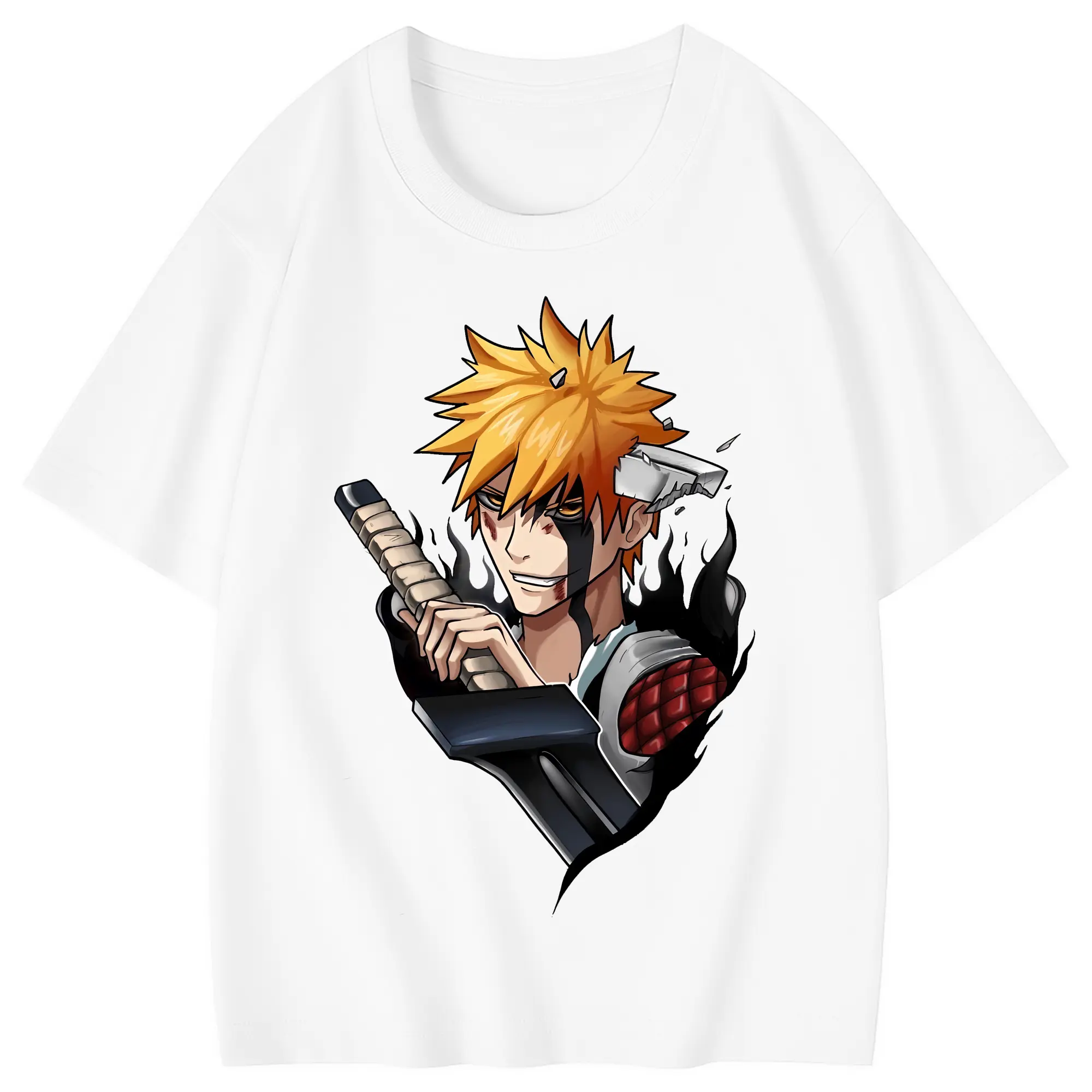 ブリーチ グッズ 黒崎 一護 - 綿100％ キッズTシャツ ・ フロントプリント ・ 快適 通気性 ・ スポーツ カジュアル 散歩用
