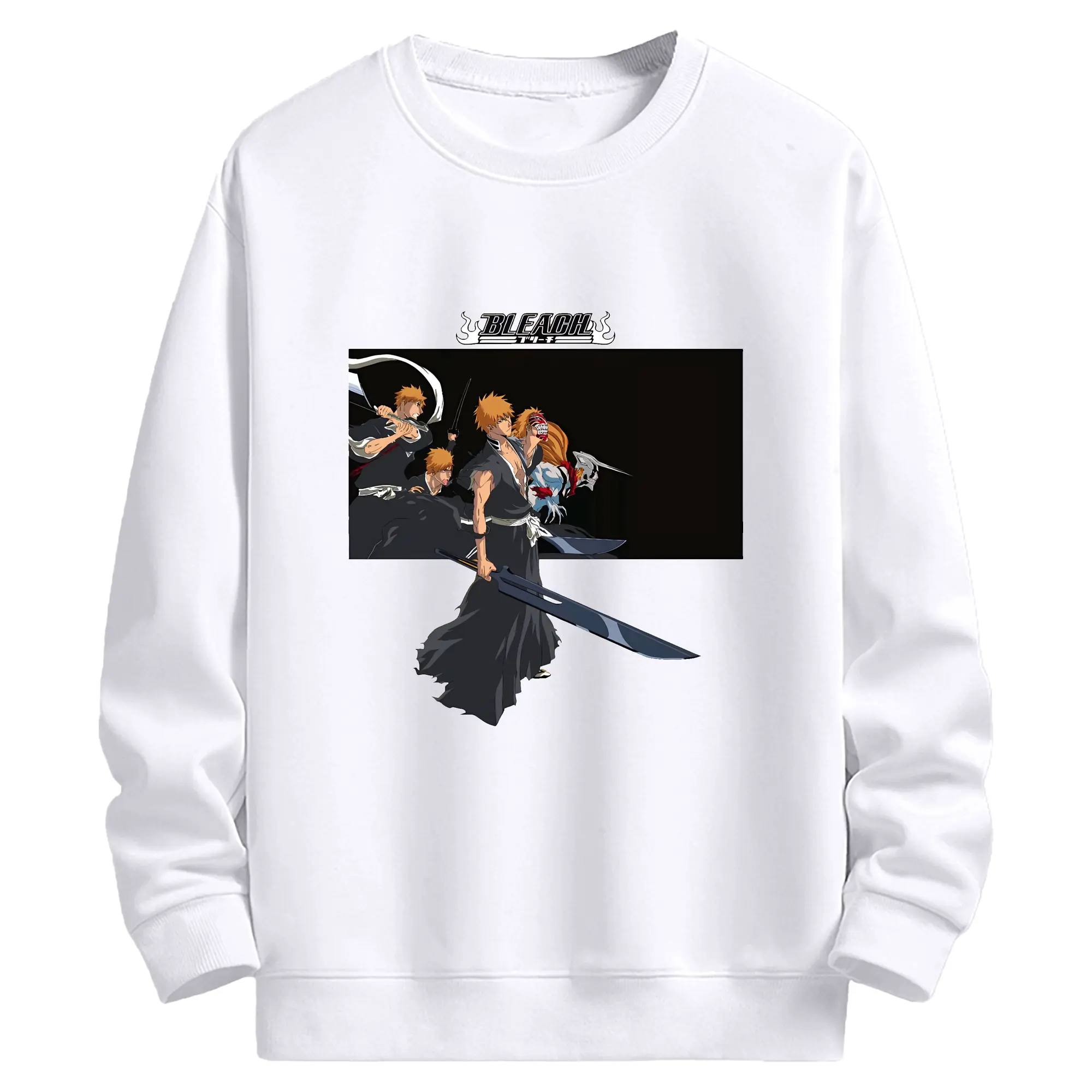 ブリーチ グッズ 黒崎 一護 - 高品質 クルーネック スウェット ・ コットン59％ ポリエステル41％ ・ ユニセックス 長袖 トレーナー ・ カジュアル デイリー スポーツ 散歩用