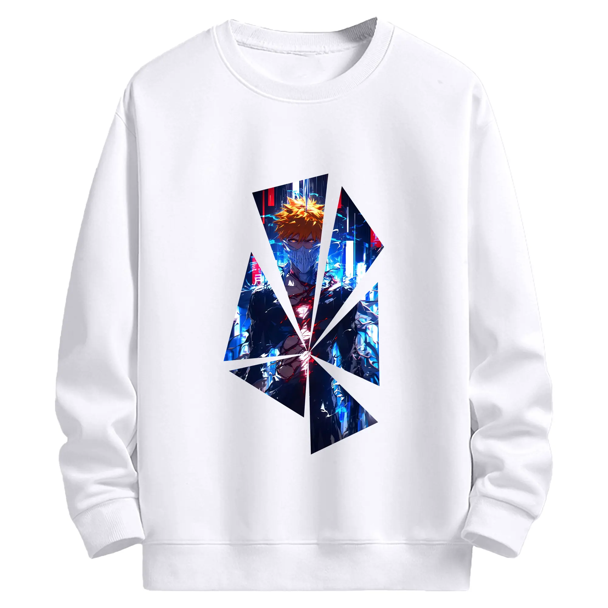 ブリーチ グッズ 黒崎 一護 - 高品質 クルーネック スウェット ・ コットン59％ ポリエステル41％ ・ ユニセックス 長袖 トレーナー ・ カジュアル デイリー スポーツ 散歩用