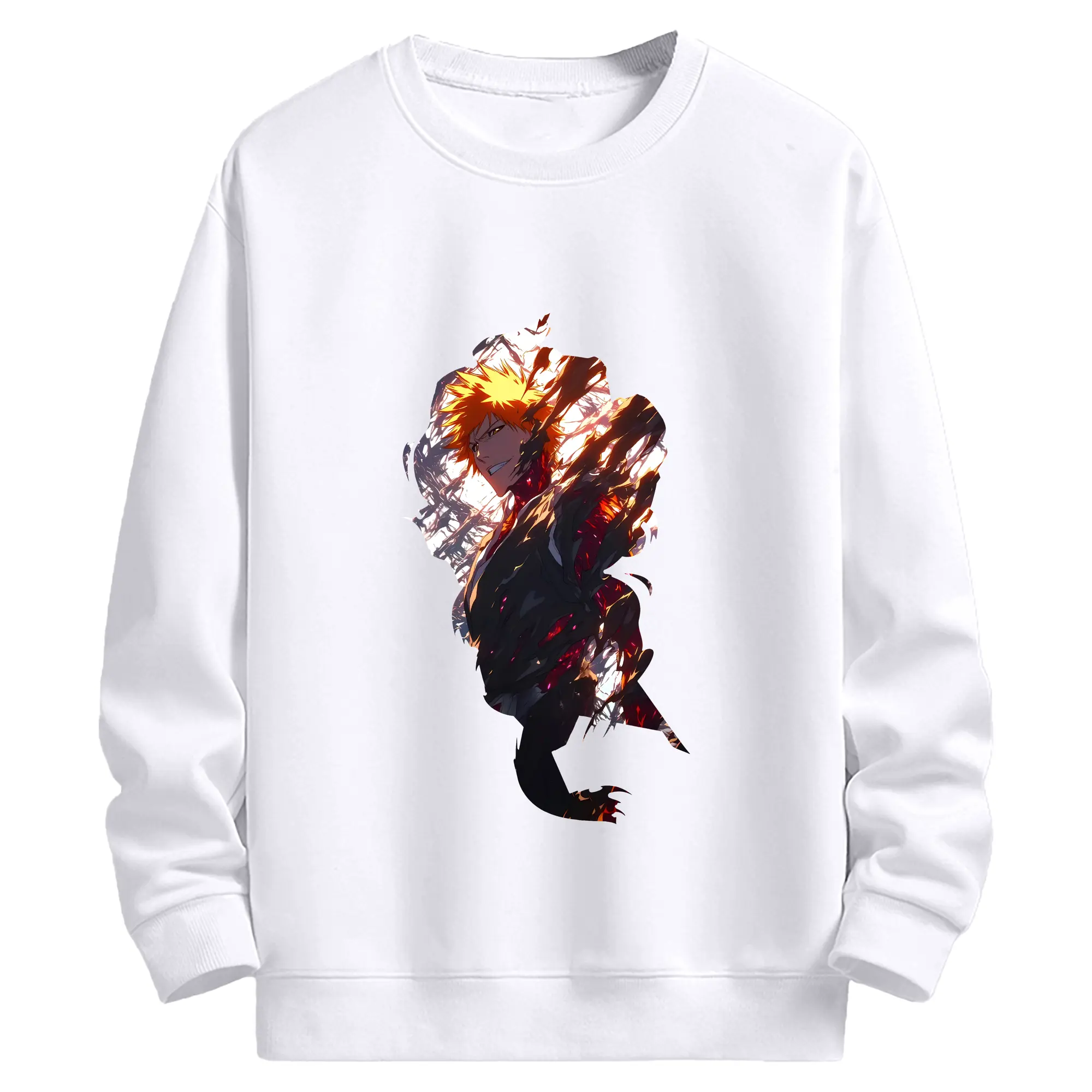 ブリーチ グッズ 黒崎 一護 - 高品質 クルーネック スウェット ・ コットン59％ ポリエステル41％ ・ ユニセックス 長袖 トレーナー ・ カジュアル デイリー スポーツ 散歩用