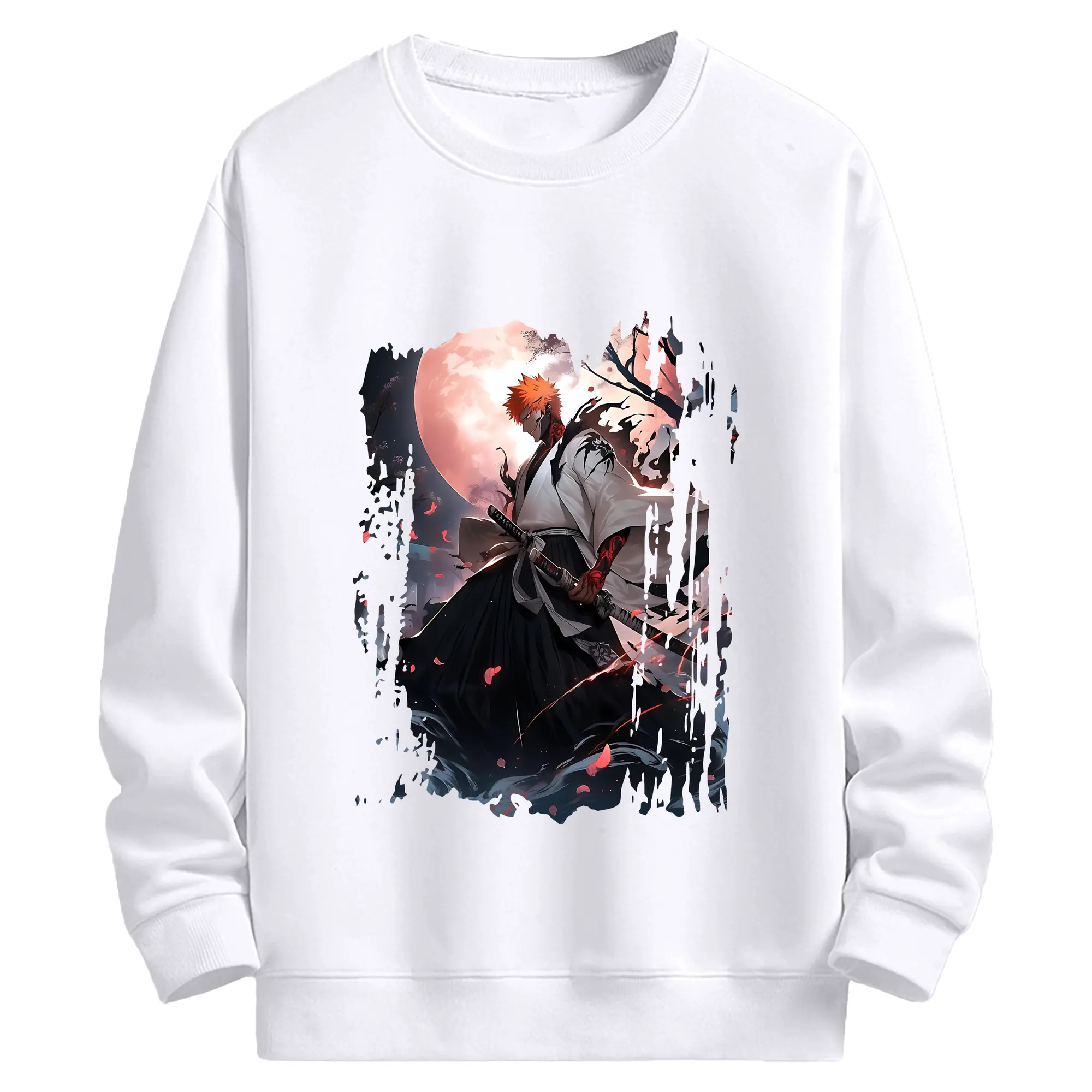 ブリーチ グッズ 黒崎 一護 - 高品質 クルーネック スウェット ・ コットン59％ ポリエステル41％ ・ ユニセックス 長袖 トレーナー ・ カジュアル デイリー スポーツ 散歩用