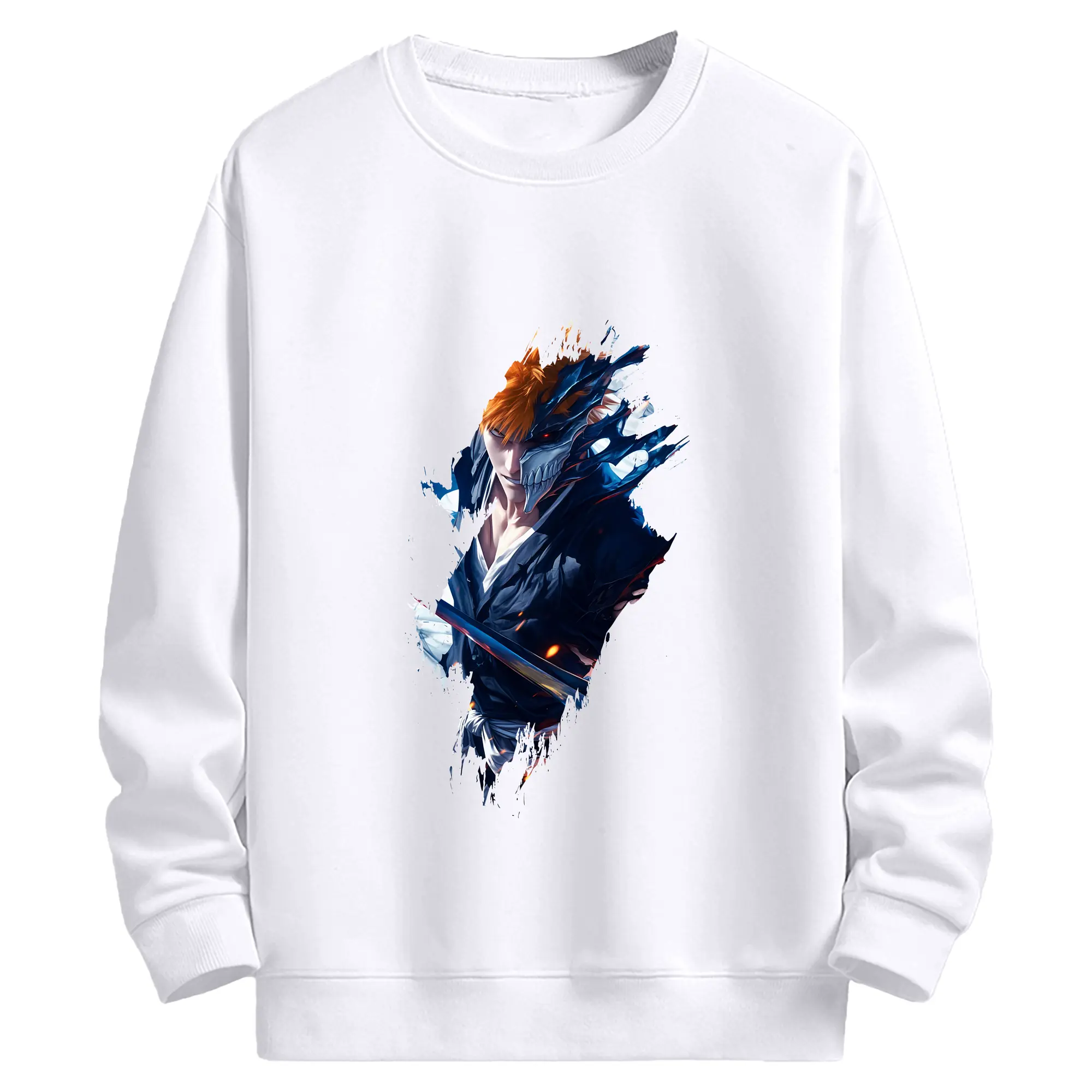 ブリーチ グッズ 黒崎 一護 - 高品質 クルーネック スウェット ・ コットン59％ ポリエステル41％ ・ ユニセックス 長袖 トレーナー ・ カジュアル デイリー スポーツ 散歩用