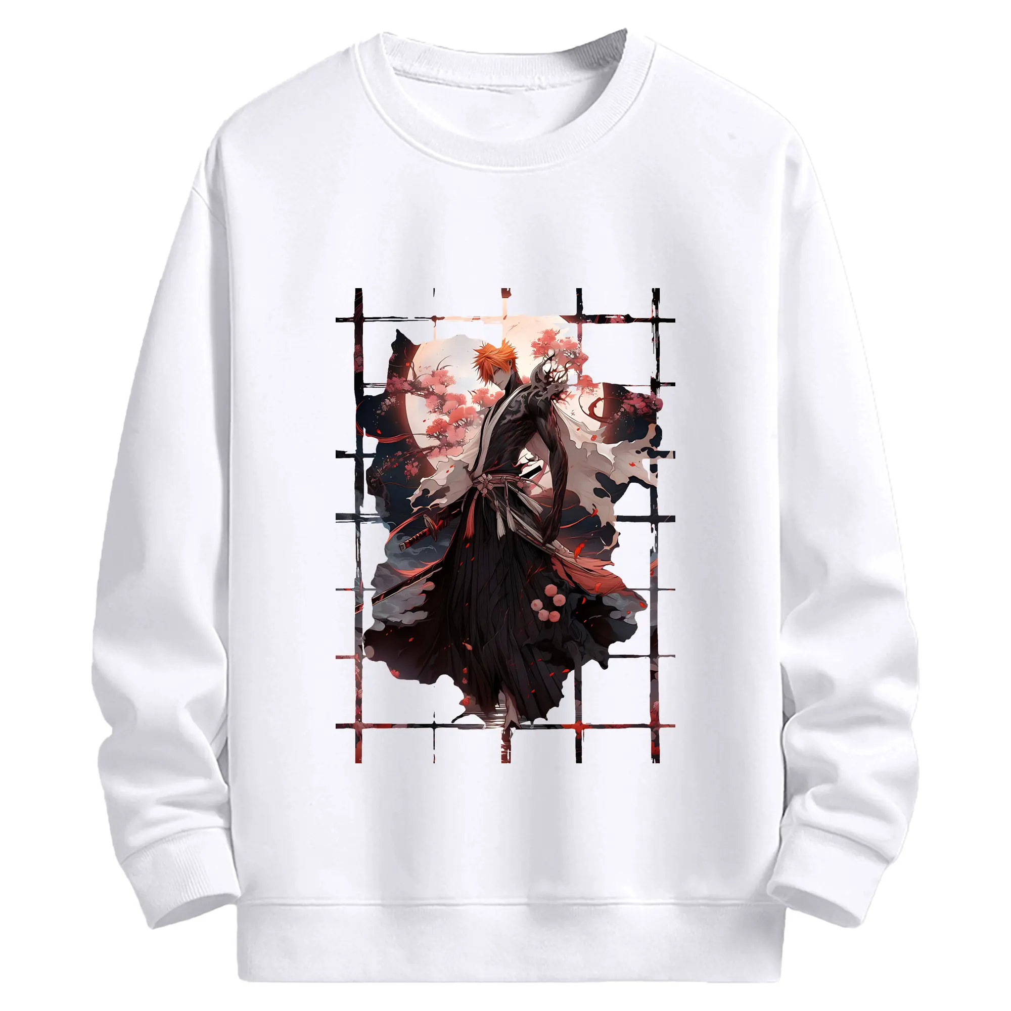 ブリーチ グッズ 黒崎 一護 - 高品質 クルーネック スウェット ・ コットン59％ ポリエステル41％ ・ ユニセックス 長袖 トレーナー ・ カジュアル デイリー スポーツ 散歩用