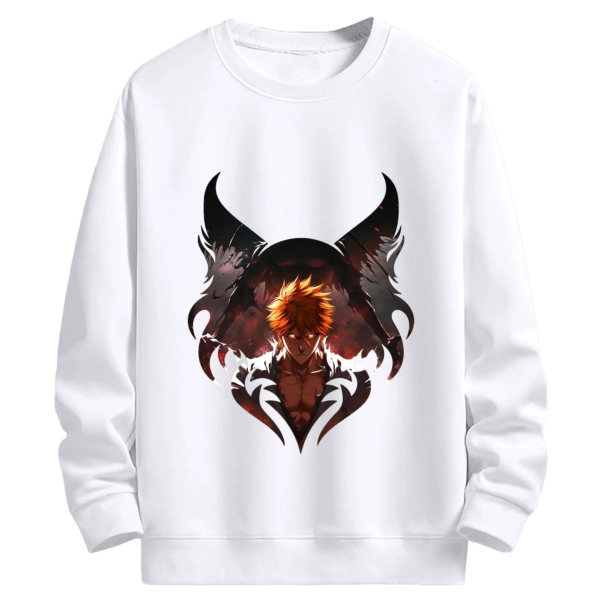 ブリーチ グッズ 黒崎 一護 - 高品質 クルーネック スウェット ・ コットン59％ ポリエステル41％ ・ ユニセックス 長袖 トレーナー ・ カジュアル デイリー スポーツ 散歩用