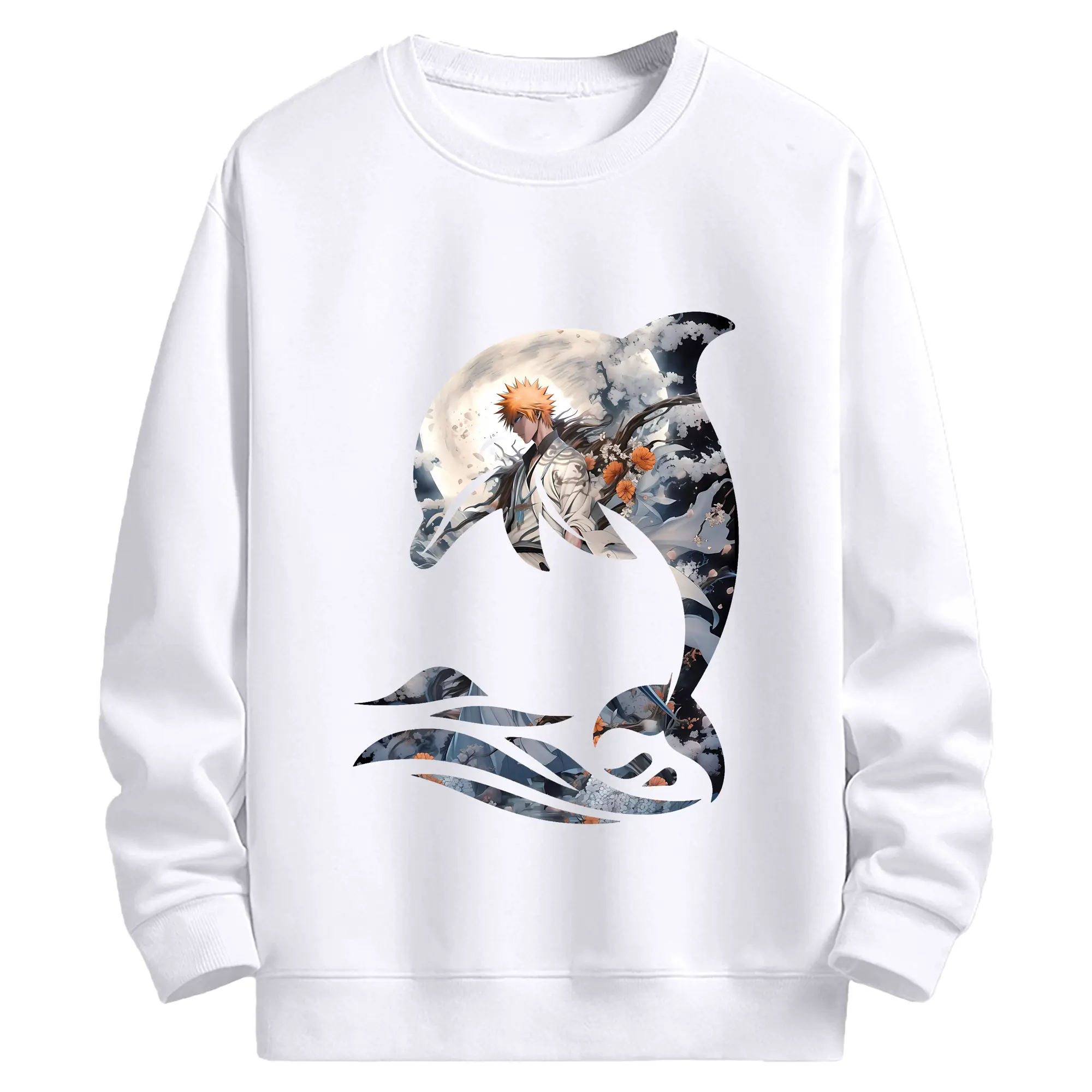 ブリーチ グッズ 黒崎 一護 - 高品質 クルーネック スウェット ・ コットン59％ ポリエステル41％ ・ ユニセックス 長袖 トレーナー ・ カジュアル デイリー スポーツ 散歩用