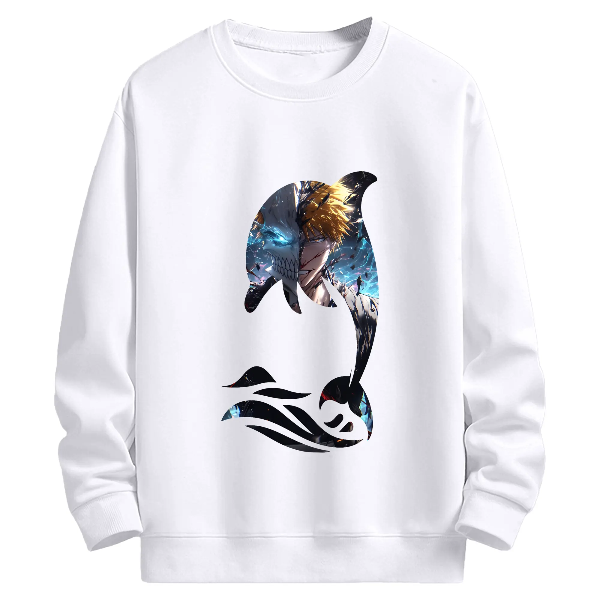 ブリーチ グッズ 黒崎 一護 - 高品質 クルーネック スウェット ・ コットン59％ ポリエステル41％ ・ ユニセックス 長袖 トレーナー ・ カジュアル デイリー スポーツ 散歩用