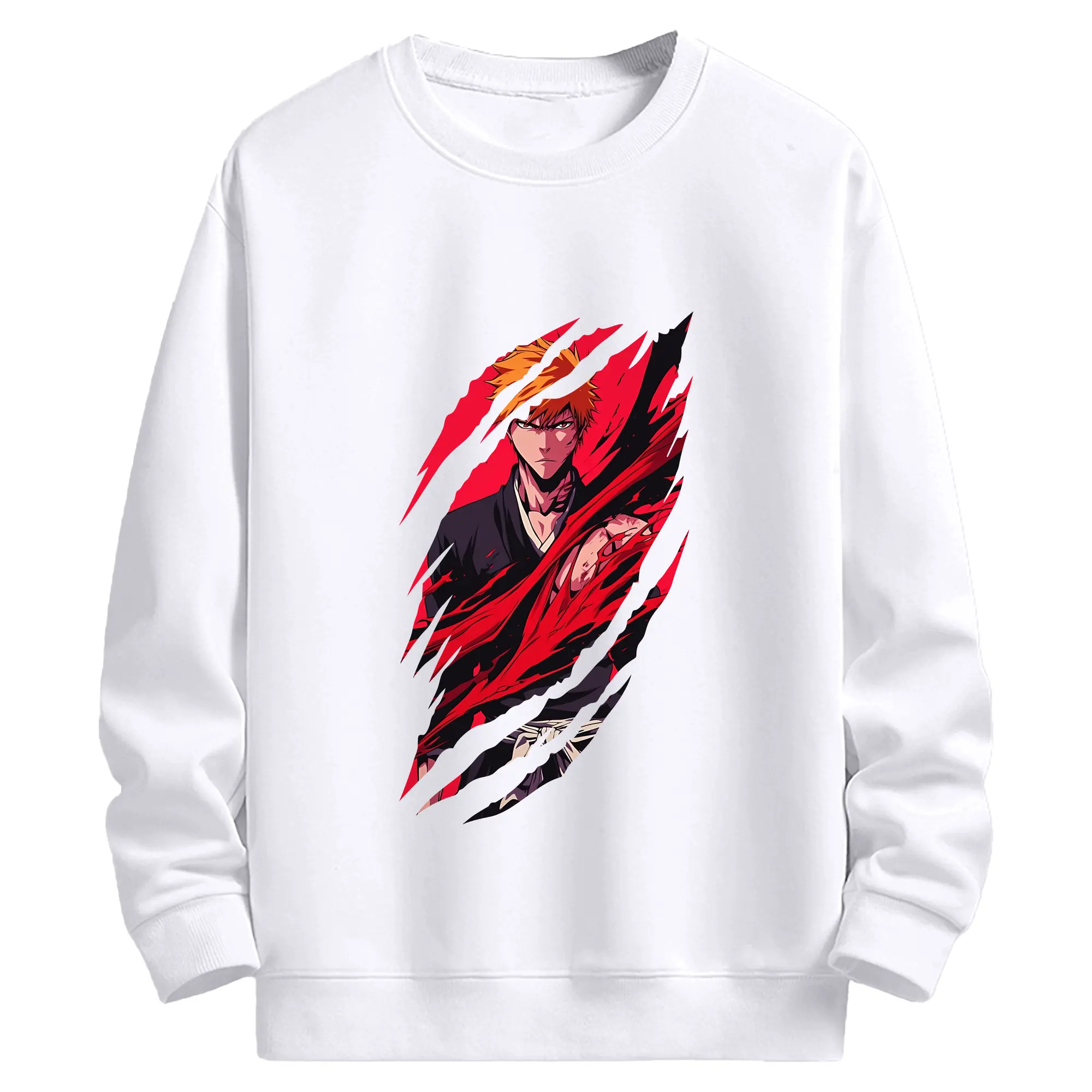 ブリーチ グッズ 黒崎 一護 - 高品質 クルーネック スウェット ・ コットン59％ ポリエステル41％ ・ ユニセックス 長袖 トレーナー ・ カジュアル デイリー スポーツ 散歩用