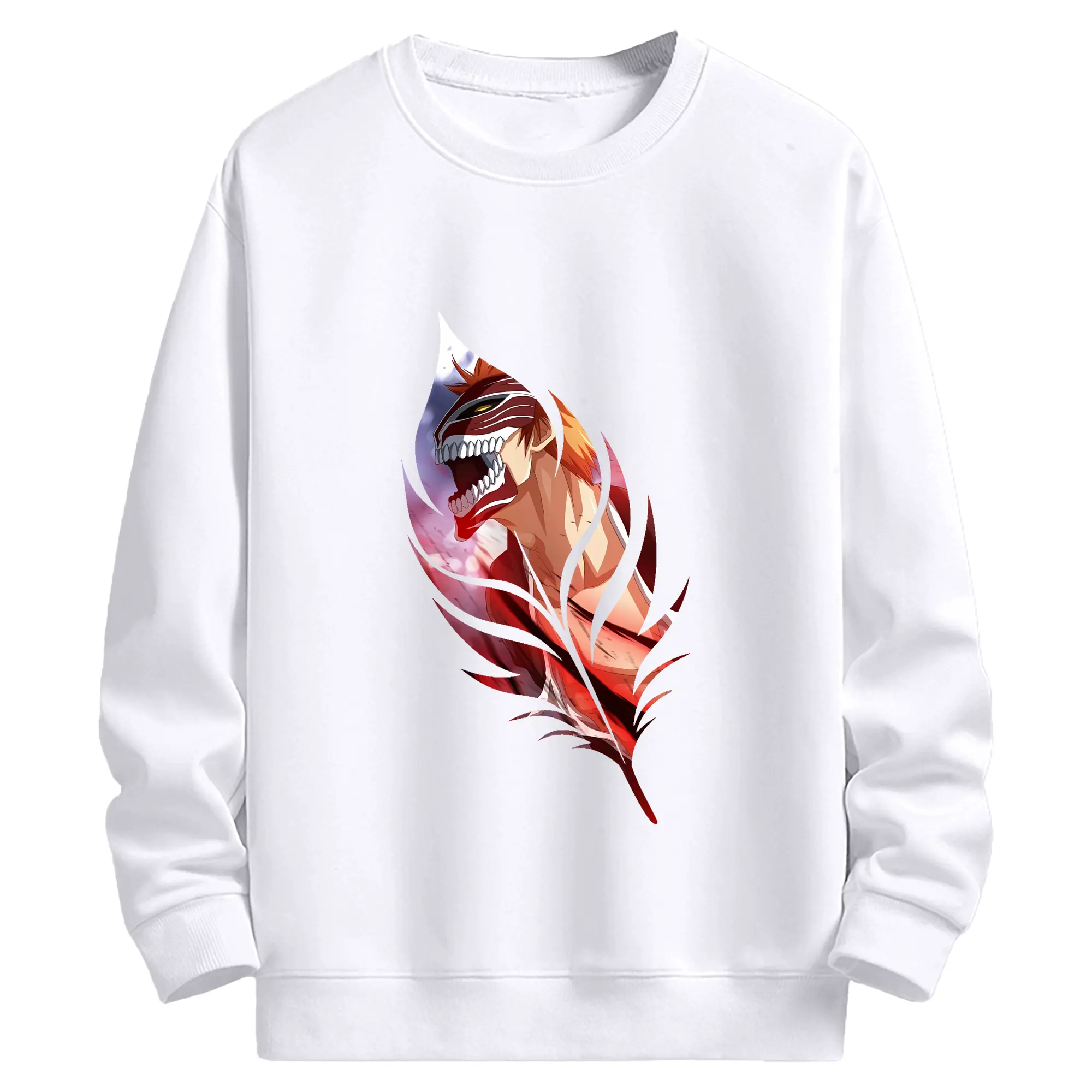 ブリーチ グッズ 黒崎 一護 - 高品質 クルーネック スウェット ・ コットン59％ ポリエステル41％ ・ ユニセックス 長袖 トレーナー ・ カジュアル デイリー スポーツ 散歩用