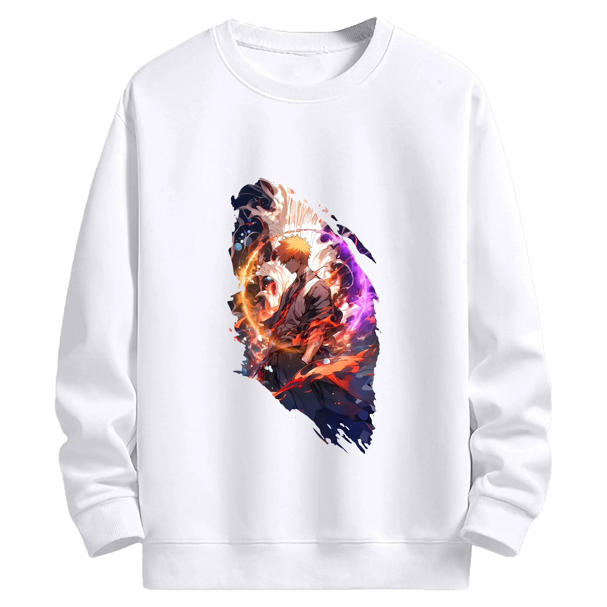 ブリーチ グッズ 黒崎 一護 - 高品質 クルーネック スウェット ・ コットン59％ ポリエステル41％ ・ ユニセックス 長袖 トレーナー ・ カジュアル デイリー スポーツ 散歩用