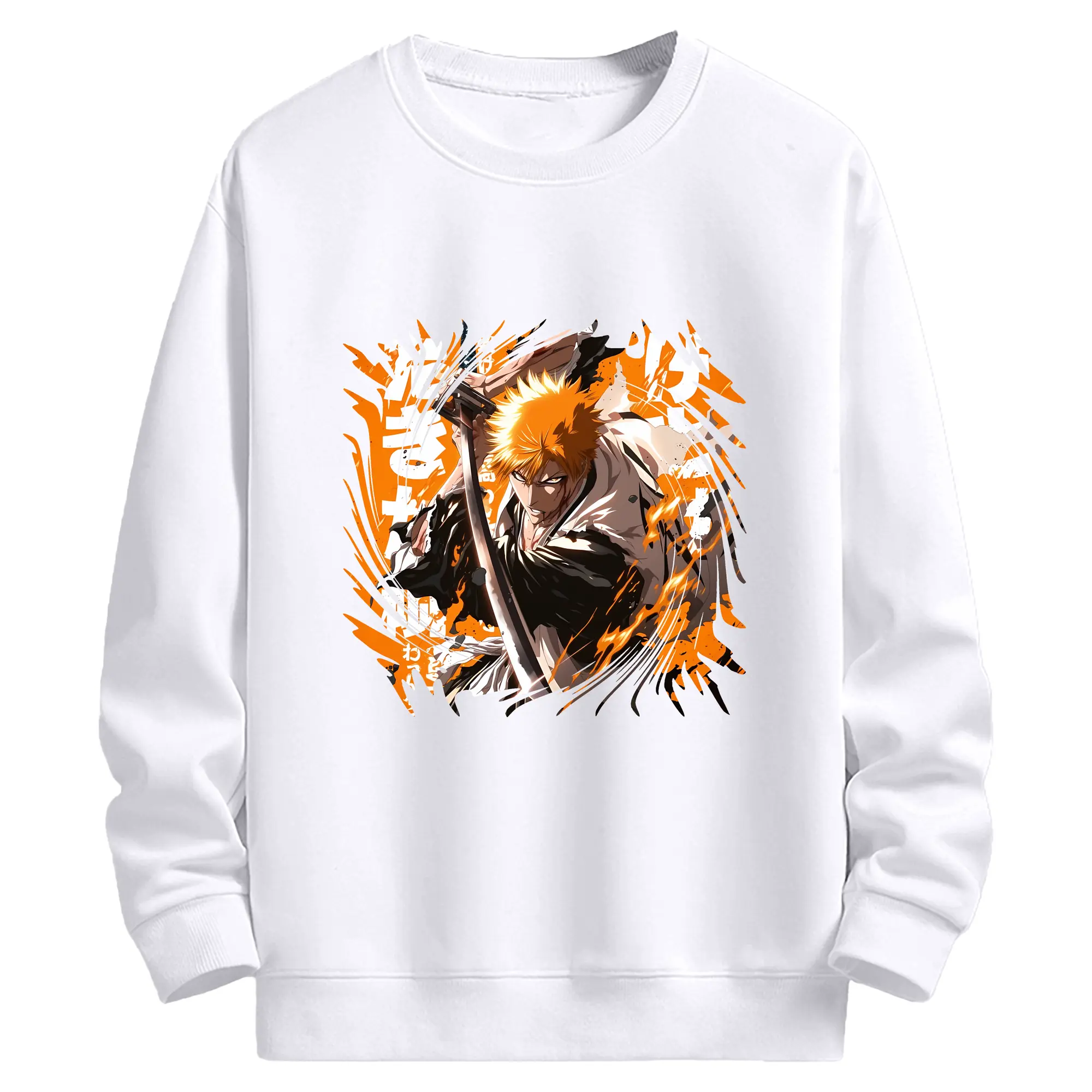 ブリーチ グッズ 黒崎 一護 - 高品質 クルーネック スウェット ・ コットン59％ ポリエステル41％ ・ ユニセックス 長袖 トレーナー ・ カジュアル デイリー スポーツ 散歩用