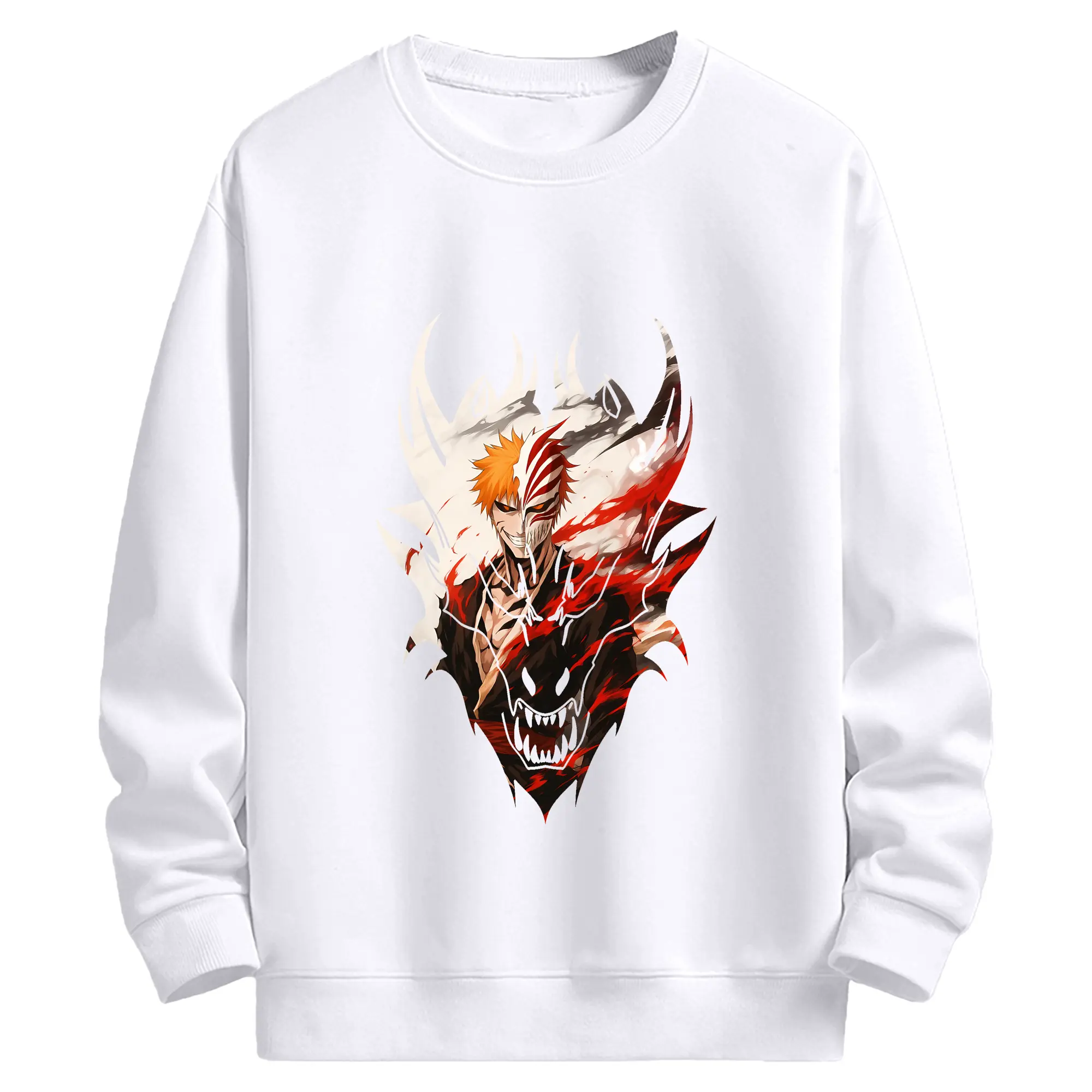 ブリーチ グッズ 黒崎 一護 - 高品質 クルーネック スウェット ・ コットン59％ ポリエステル41％ ・ ユニセックス 長袖 トレーナー ・ カジュアル デイリー スポーツ 散歩用