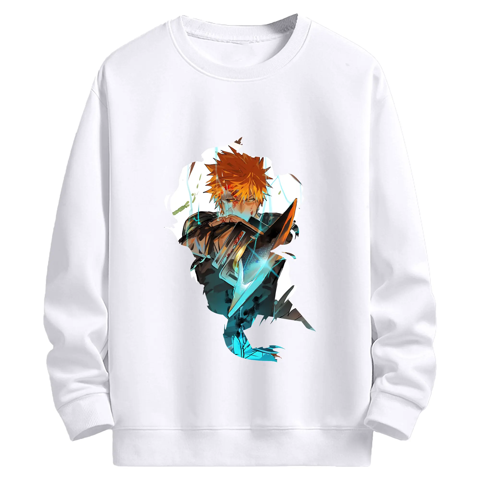 ブリーチ グッズ 黒崎 一護 - 高品質 クルーネック スウェット ・ コットン59％ ポリエステル41％ ・ ユニセックス 長袖 トレーナー ・ カジュアル デイリー スポーツ 散歩用