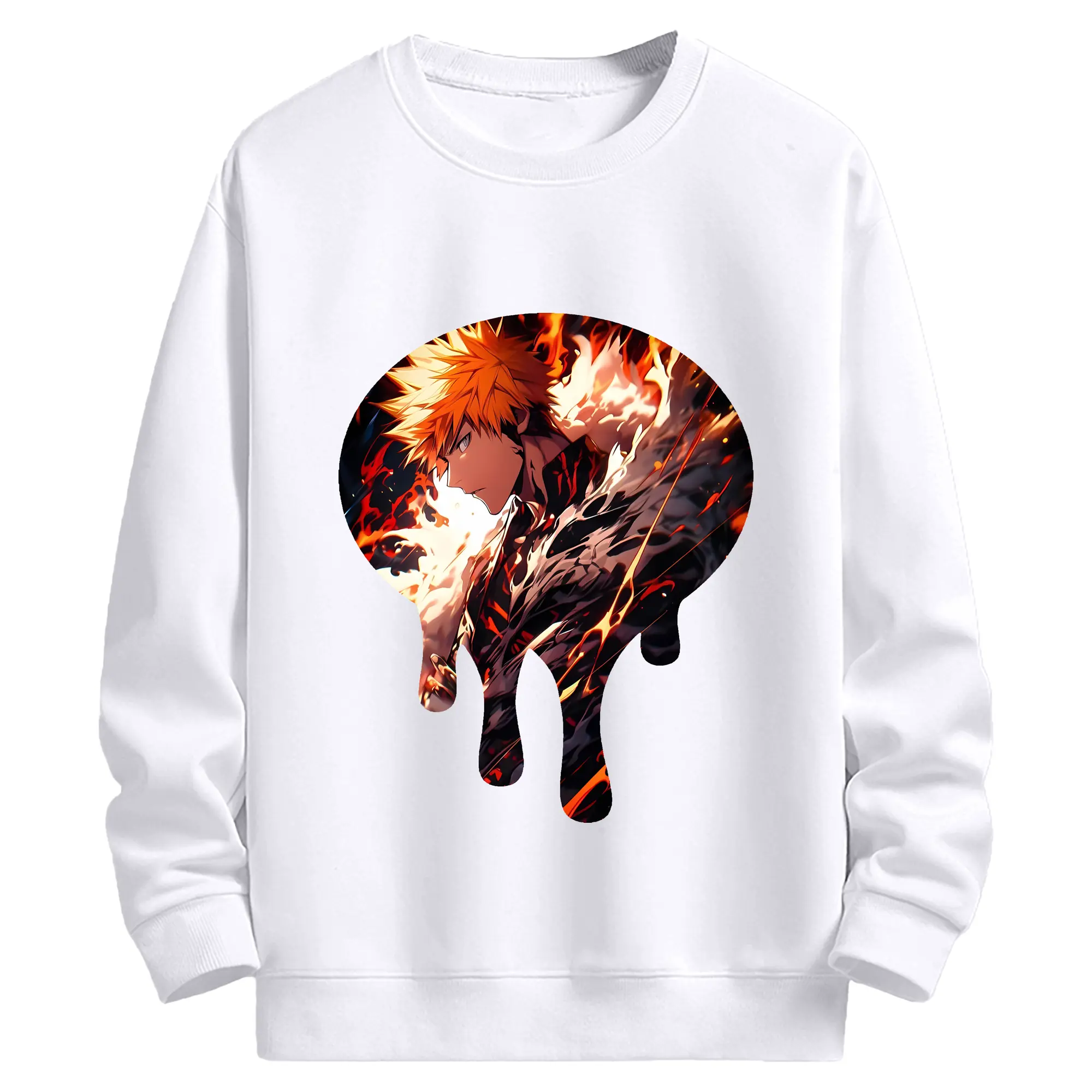 ブリーチ グッズ 黒崎 一護 - 高品質 クルーネック スウェット ・ コットン59％ ポリエステル41％ ・ ユニセックス 長袖 トレーナー ・ カジュアル デイリー スポーツ 散歩用