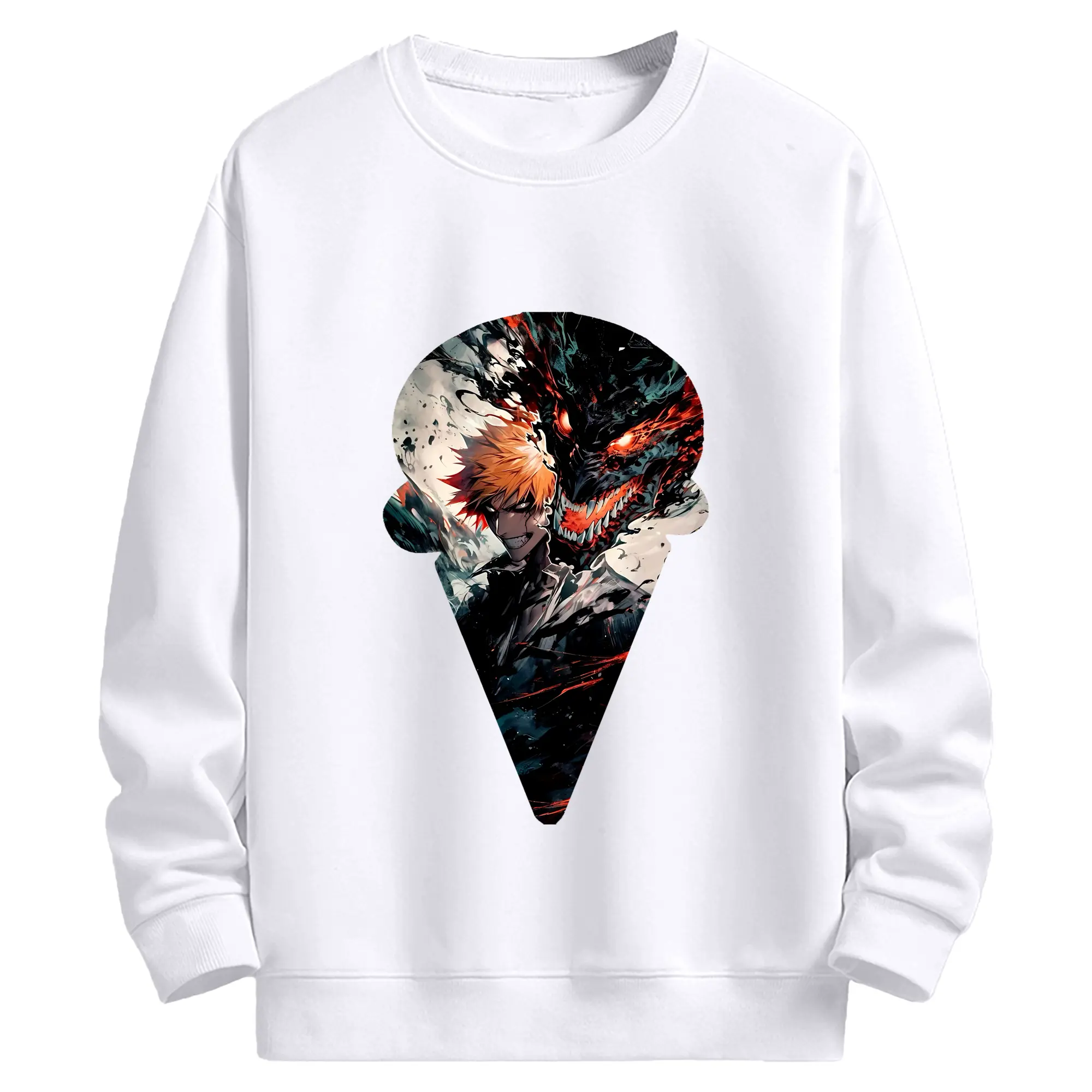 ブリーチ グッズ 黒崎 一護 - 高品質 クルーネック スウェット ・ コットン59％ ポリエステル41％ ・ ユニセックス 長袖 トレーナー ・ カジュアル デイリー スポーツ 散歩用