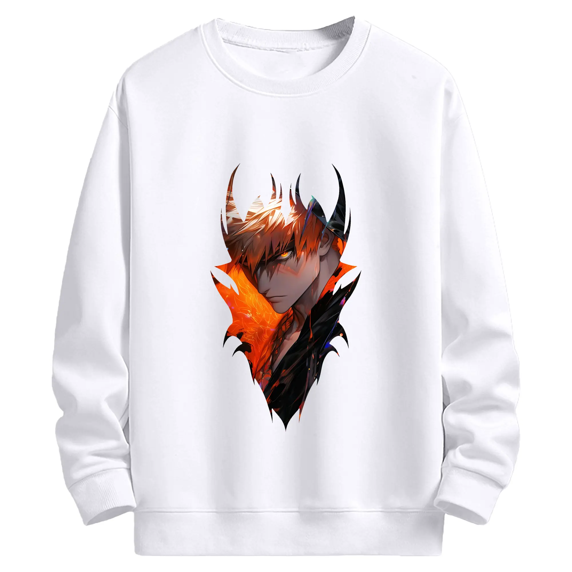 ブリーチ グッズ 黒崎 一護 - 高品質 クルーネック スウェット ・ コットン59％ ポリエステル41％ ・ ユニセックス 長袖 トレーナー ・ カジュアル デイリー スポーツ 散歩用