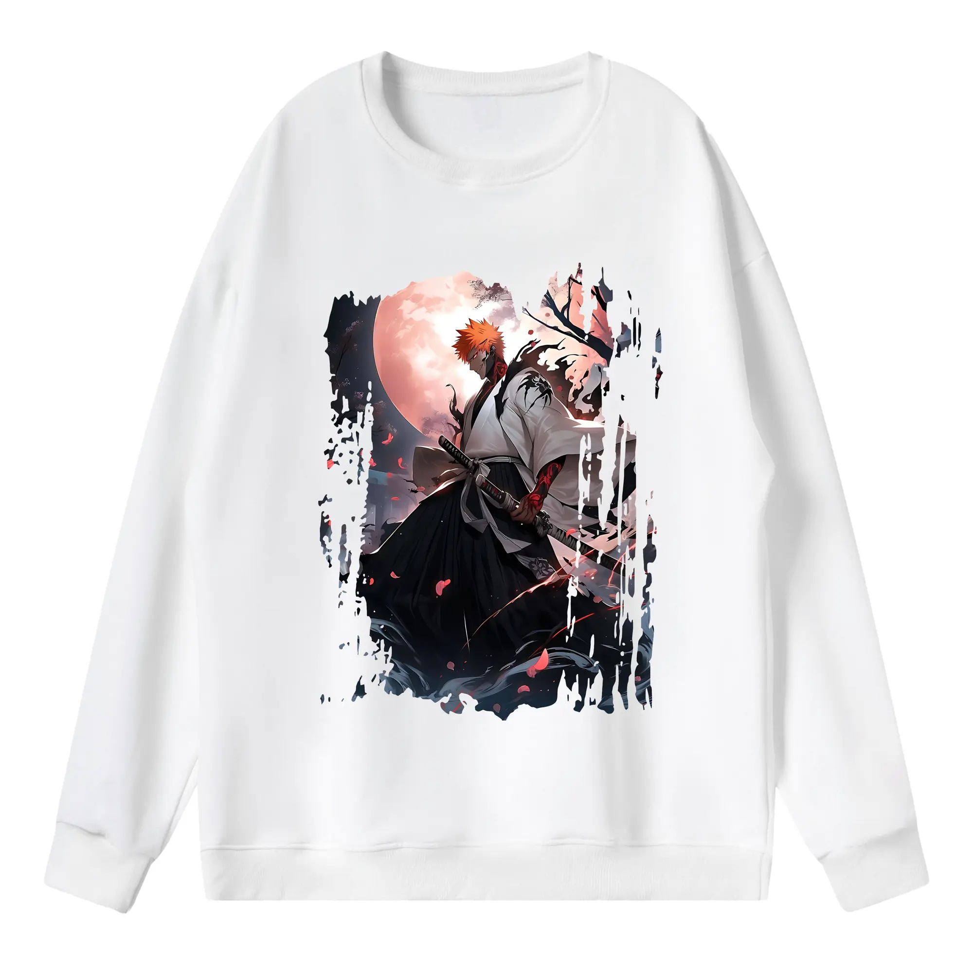 ブリーチ グッズ 黒崎 一護 - 薄手 クルーネック スウェット 裏毛260g · ポリエステル 春秋向け カジュアル 男女兼用 · トレーナー デイリー スポーツ 散歩に最適