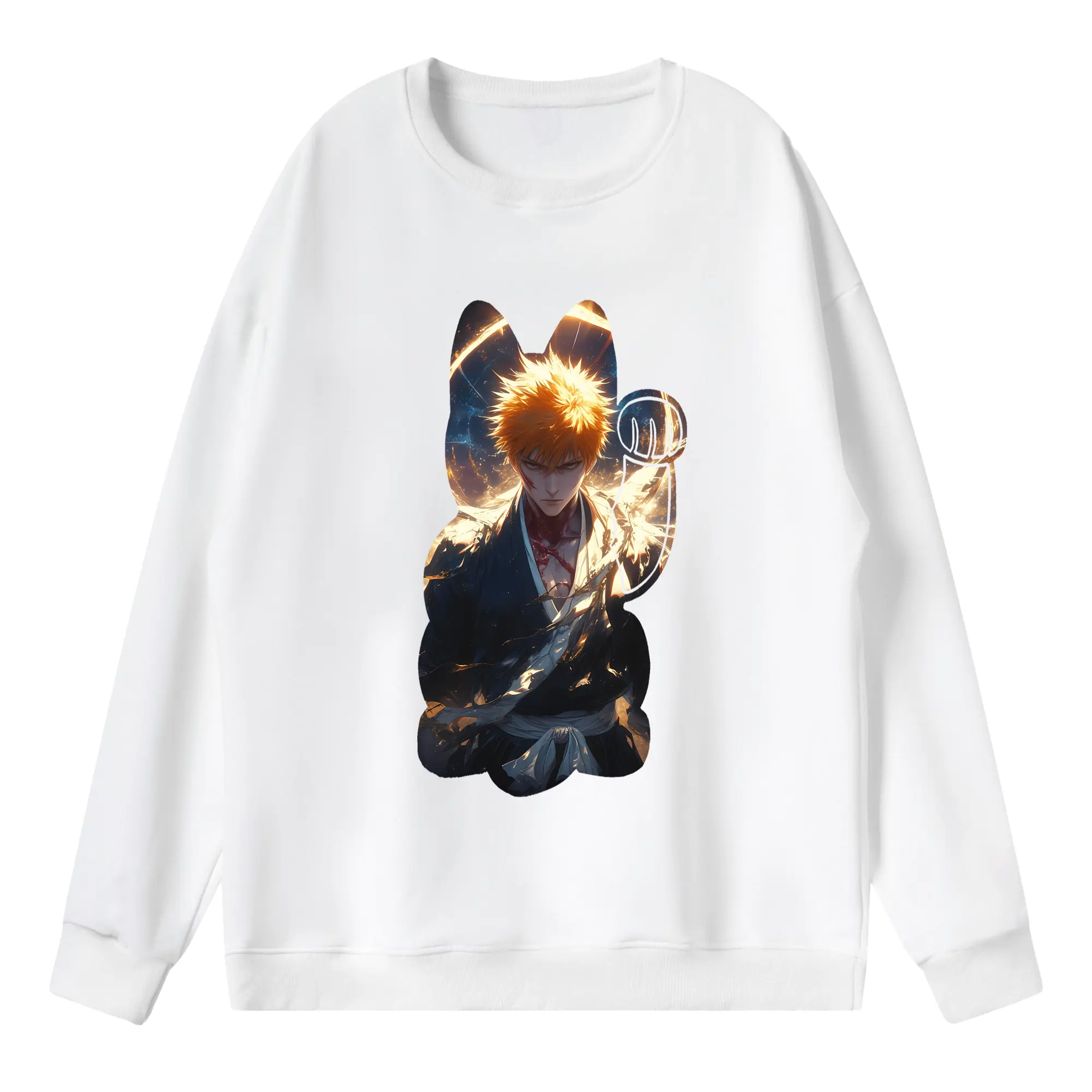 ブリーチ グッズ 黒崎 一護 - 薄手 クルーネック スウェット 裏毛260g · ポリエステル 春秋向け カジュアル 男女兼用 · トレーナー デイリー スポーツ 散歩に最適